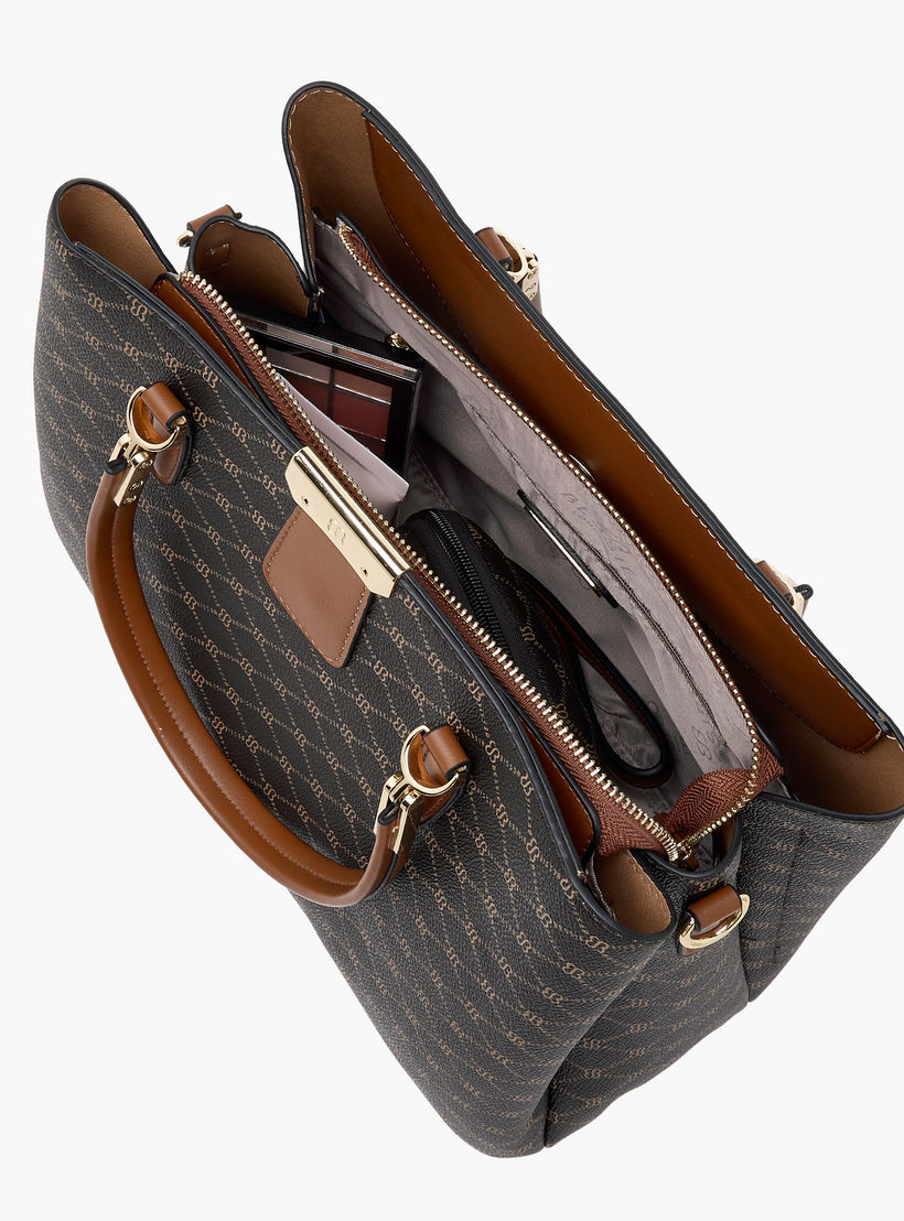 Bessie London Monogram Print Tote Bag with Double Handles and Zip Around Wallet-women-bagsandwallets-handbags-image-10