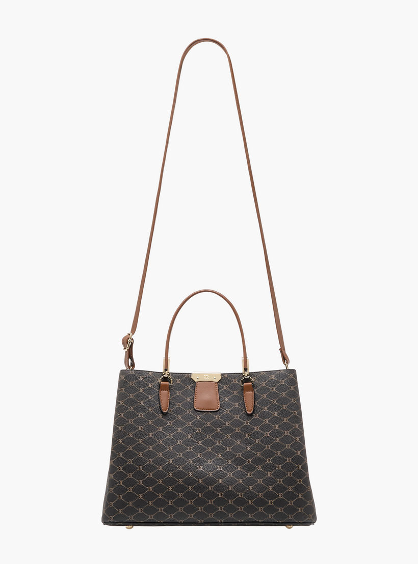 Bessie London Monogram Print Tote Bag with Double Handles and Zip Around Wallet-women-bagsandwallets-handbags-image-3