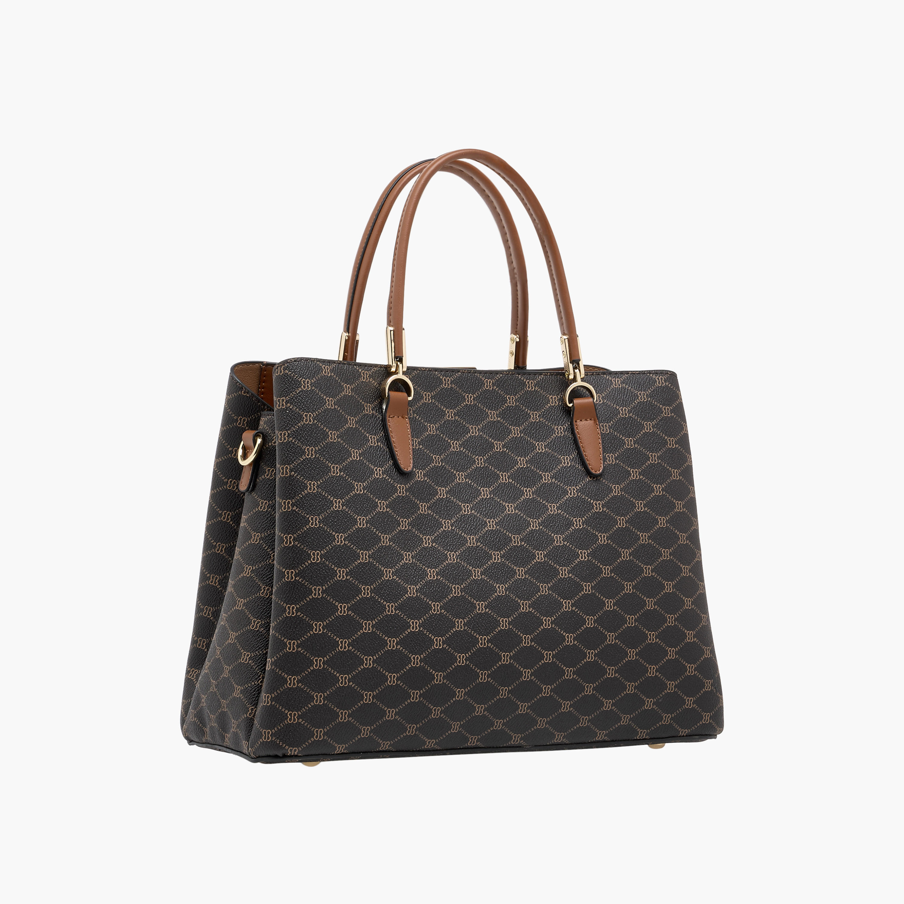 Bessie London Monogram Print Tote Bag with Double Handles and Zip Around Wallet-women-bagsandwallets-handbags-image-4