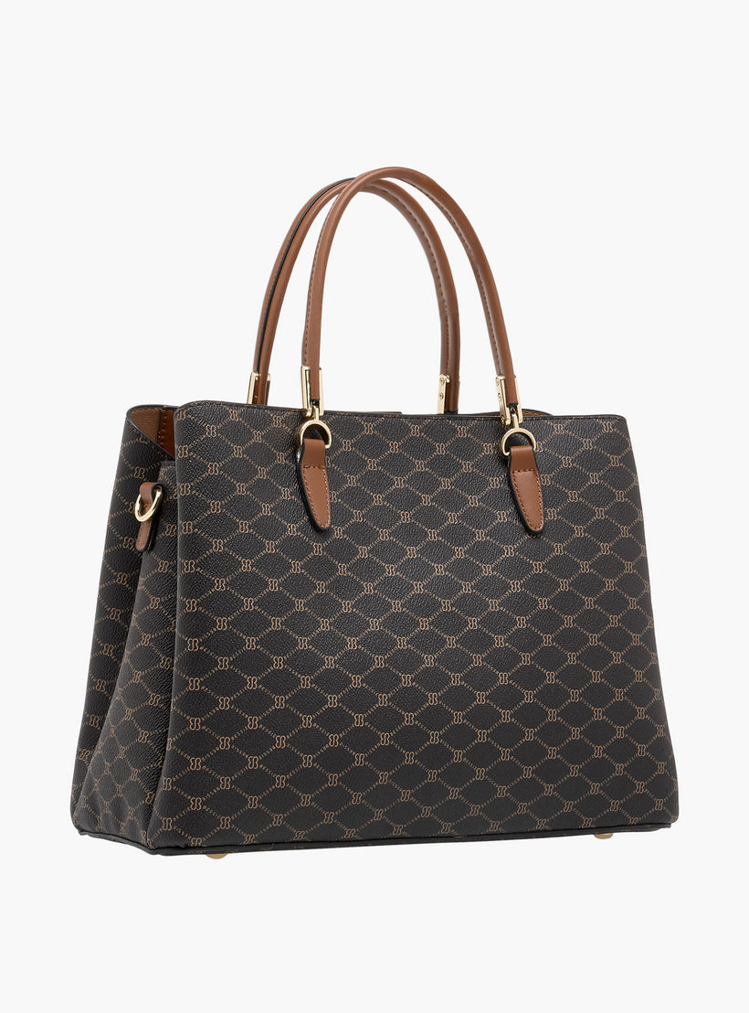 Bessie London Monogram Print Tote Bag with Double Handles and Zip Around Wallet-women-bagsandwallets-handbags-image-4