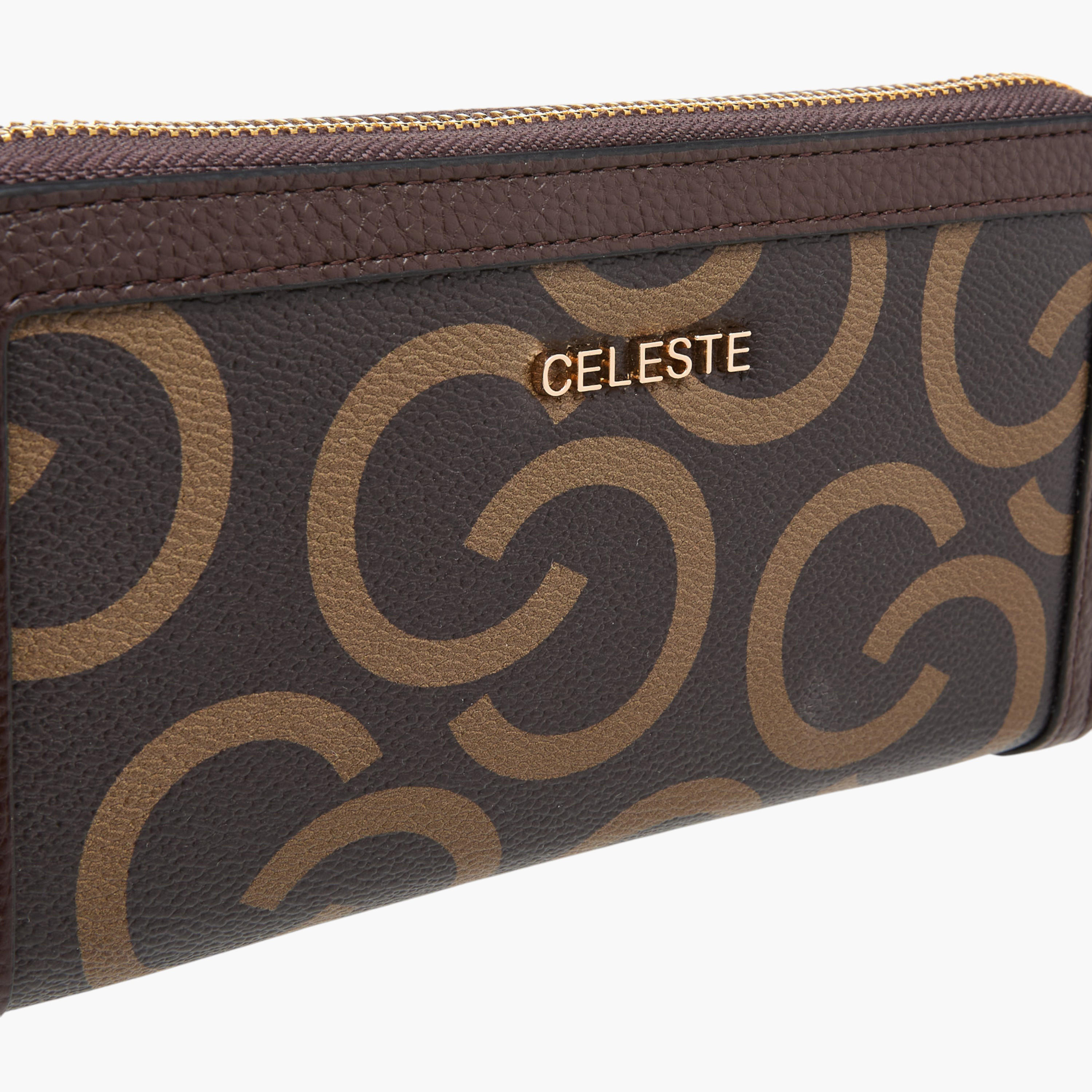 Celeste Monogram Print Wallet with Zip Closure-women-bagsandwallets-wallets-image-3