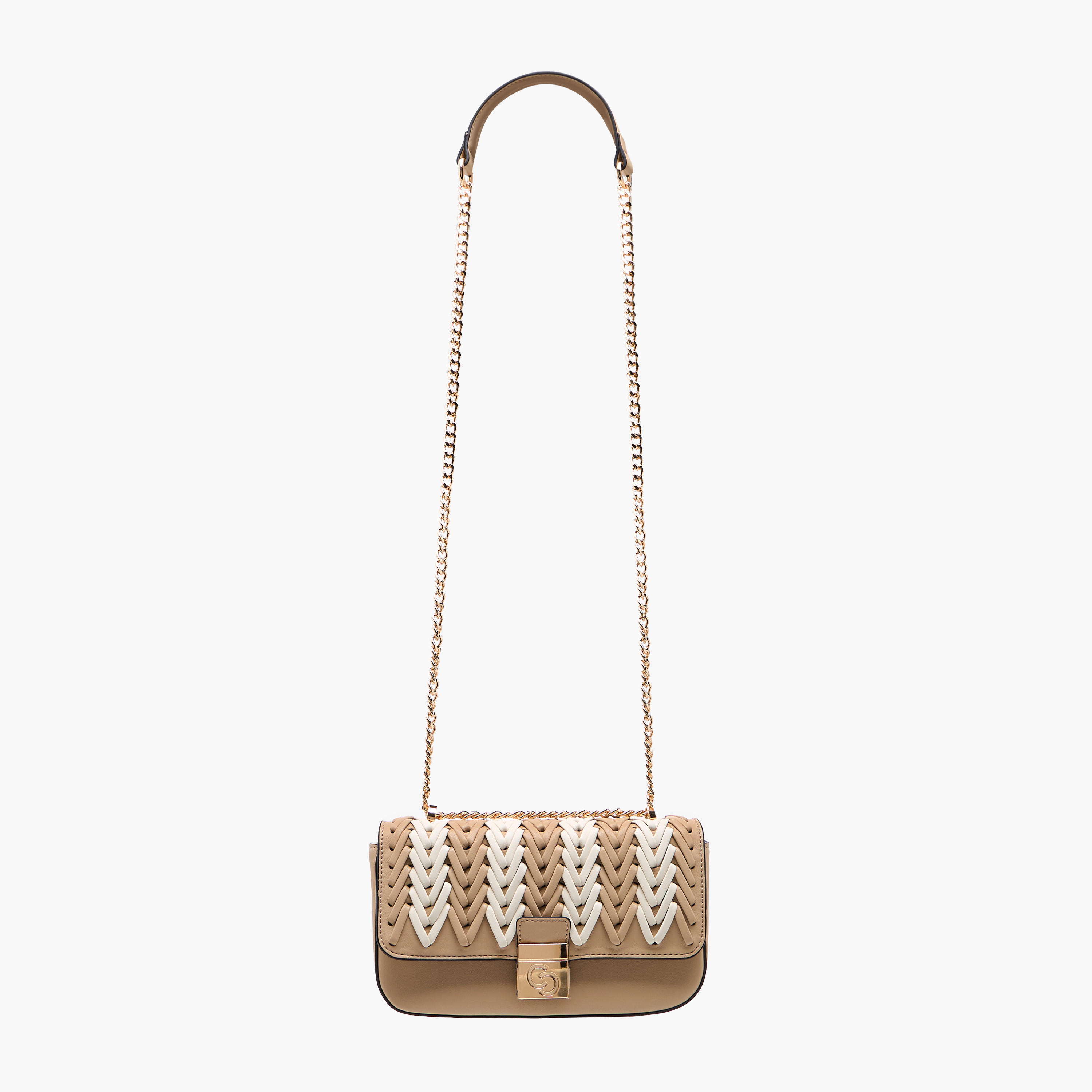 Celeste Textured Crossbody Bag with Flap Closure and Chain Strap-women-bagsandwallets-handbags-image-3