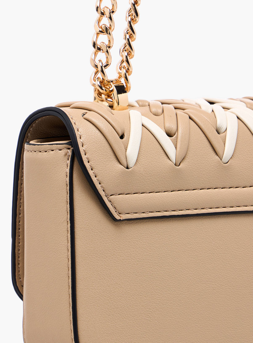 شنطة كروس بودي بارزة الملمس بحزام سلسلة وطية إغلاق من سيليست-women-bagsandwallets-handbags-image-6