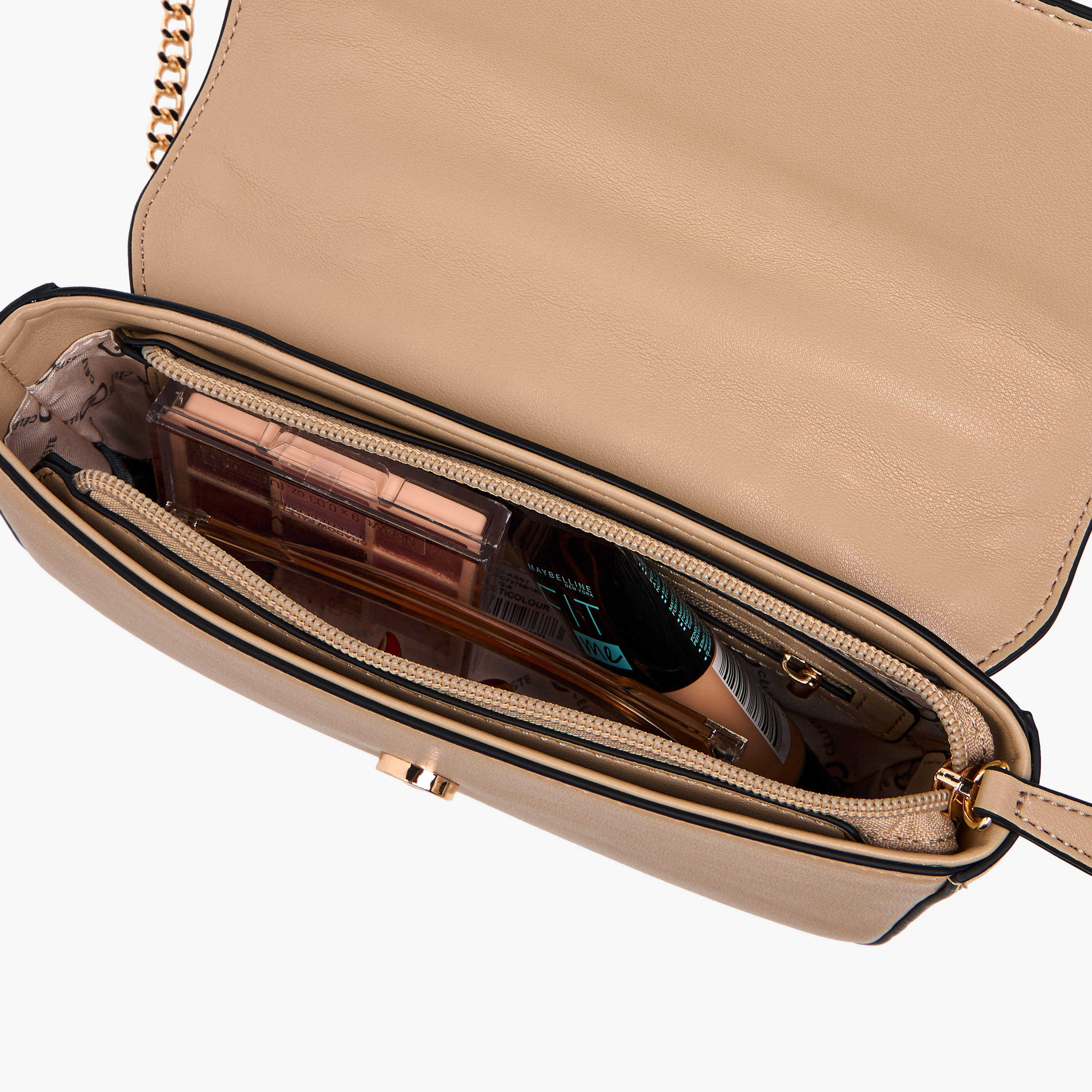 شنطة كروس بودي بارزة الملمس بحزام سلسلة وطية إغلاق من سيليست-women-bagsandwallets-handbags-image-9