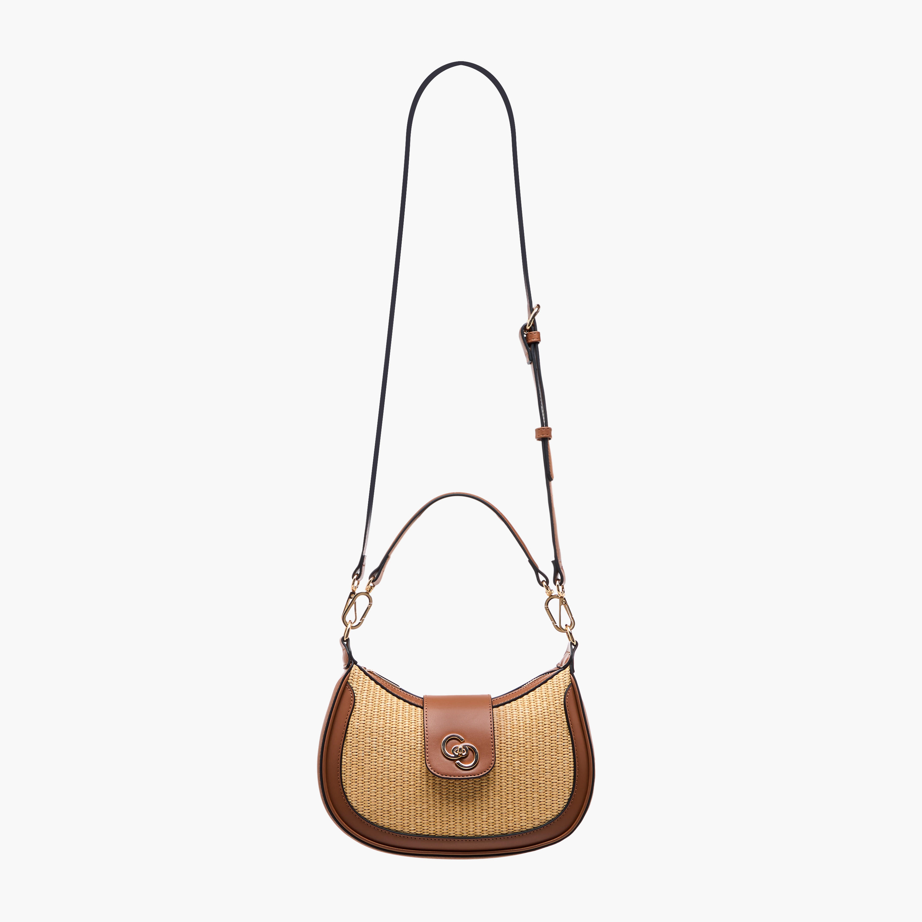 Celeste Textured Shoulder Bag with Detachable Strap and Zip Closure-women-bagsandwallets-handbags-image-3