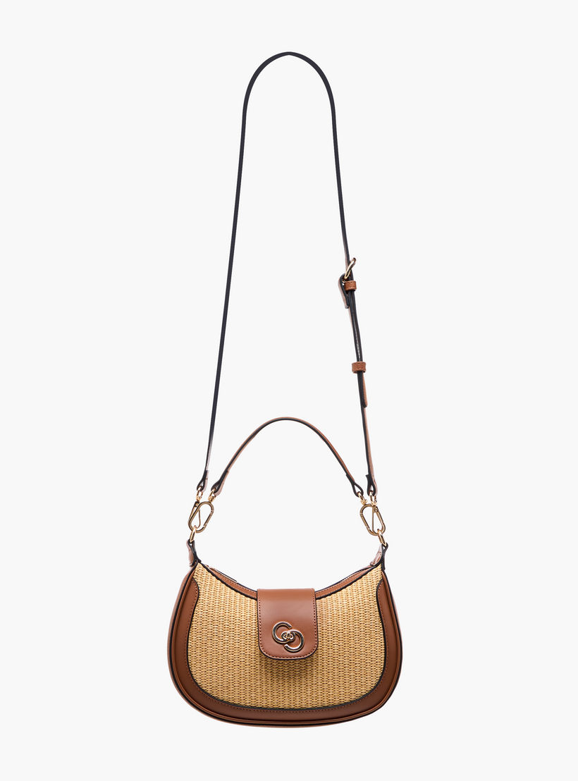 Celeste Textured Shoulder Bag with Detachable Strap and Zip Closure-women-bagsandwallets-handbags-image-3