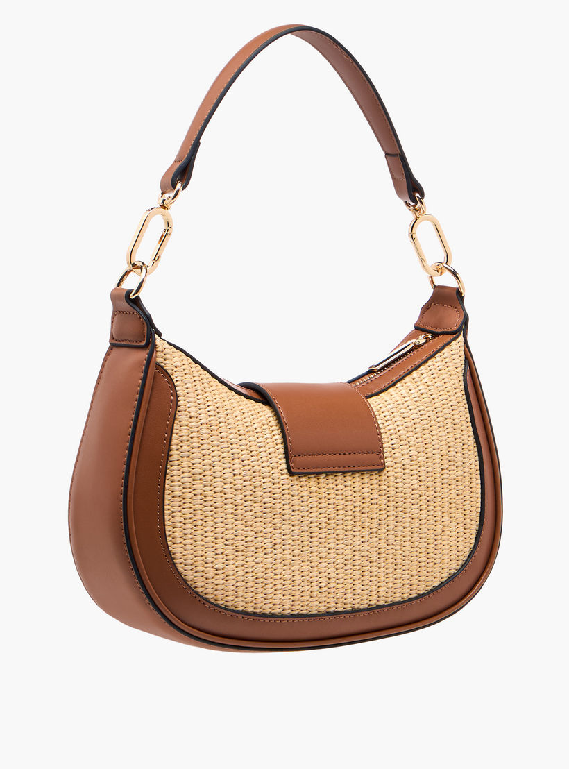 Celeste Textured Shoulder Bag with Detachable Strap and Zip Closure-women-bagsandwallets-handbags-image-4