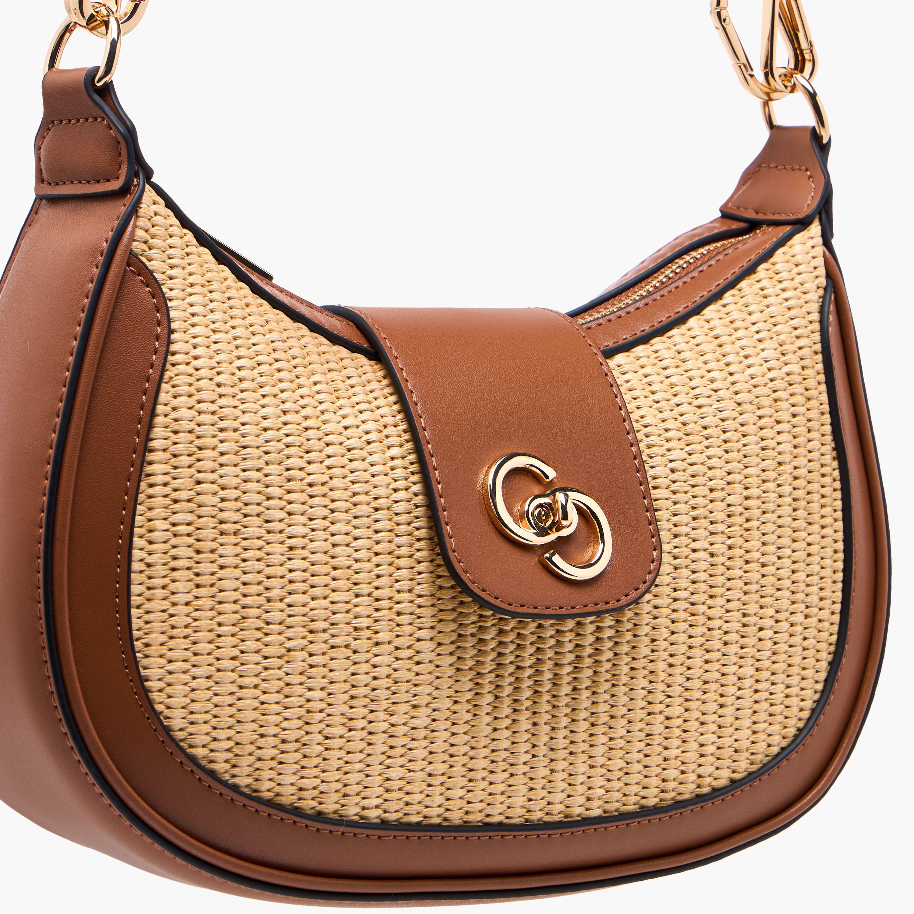 Celeste Textured Shoulder Bag with Detachable Strap and Zip Closure-women-bagsandwallets-handbags-image-5