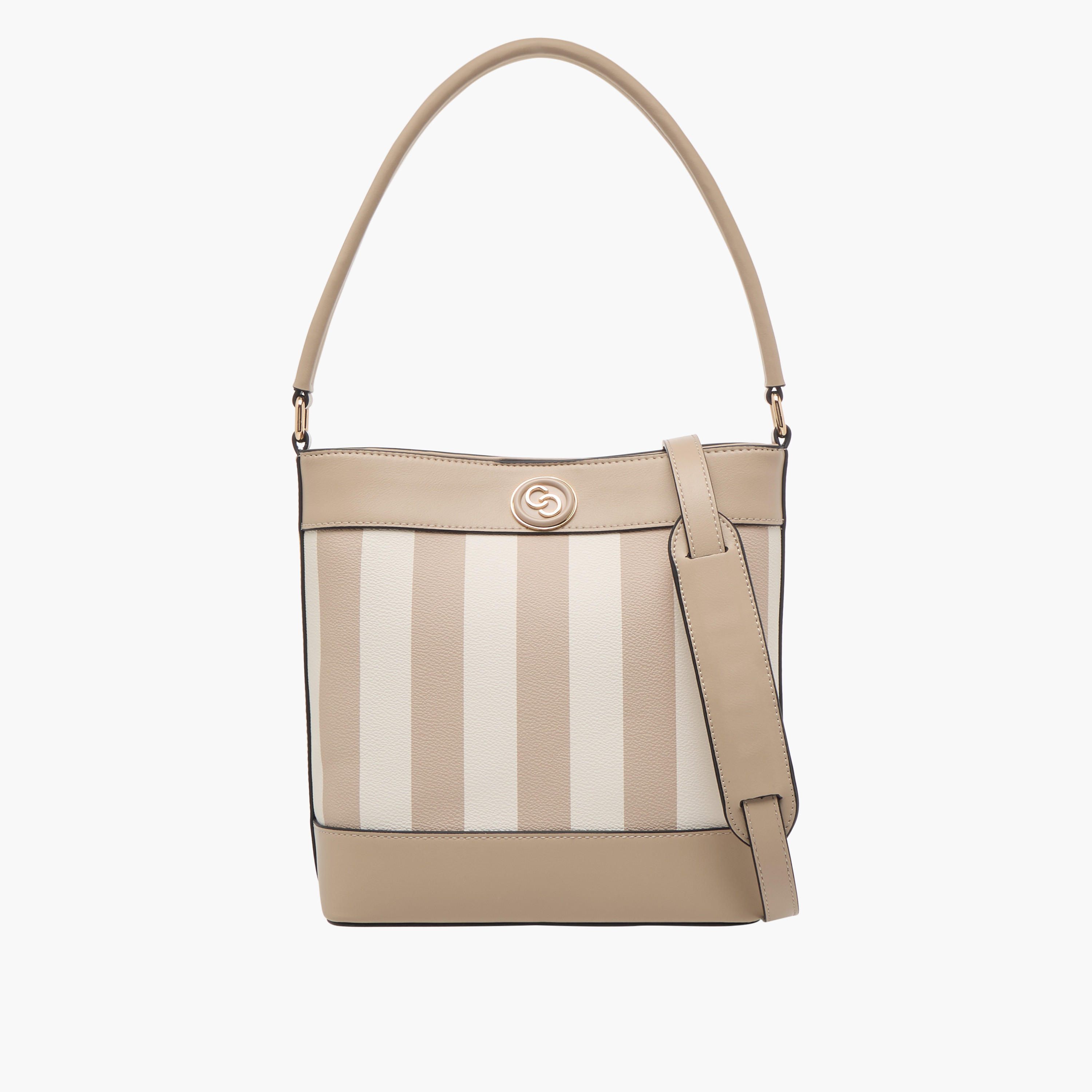 شنطة دلو مخططة بحزام قابل للفصل من سيليست-women-bagsandwallets-handbags-image-9