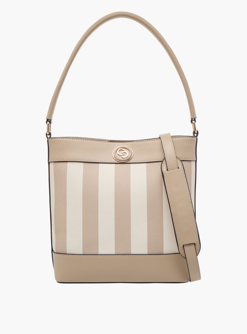 شنطة دلو مخططة بحزام قابل للفصل من سيليست-women-bagsandwallets-handbags-image-9