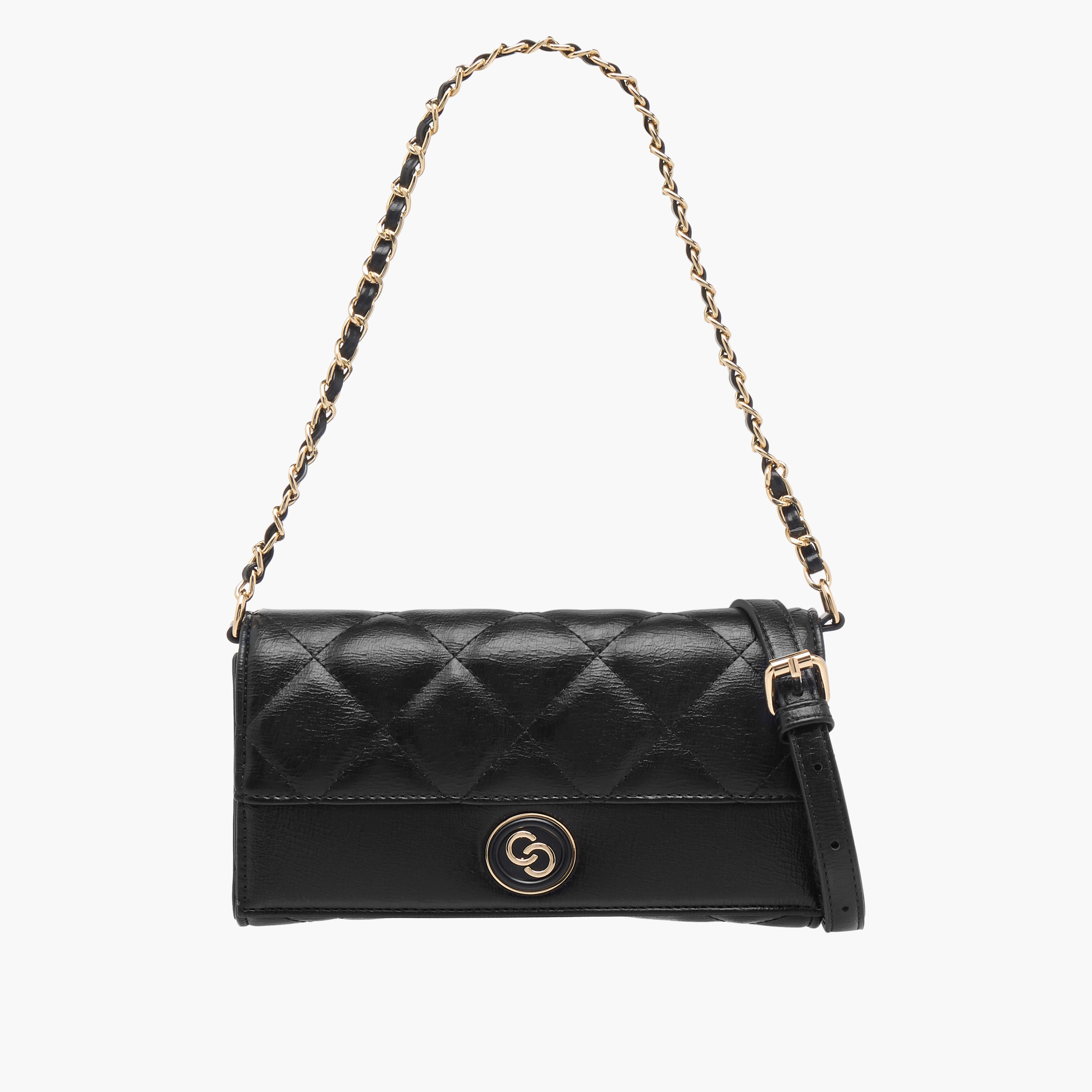 Celeste Quilted Crossbody Bag with Flap Closure and Chain Strap-women-bagsandwallets-handbags-image-1