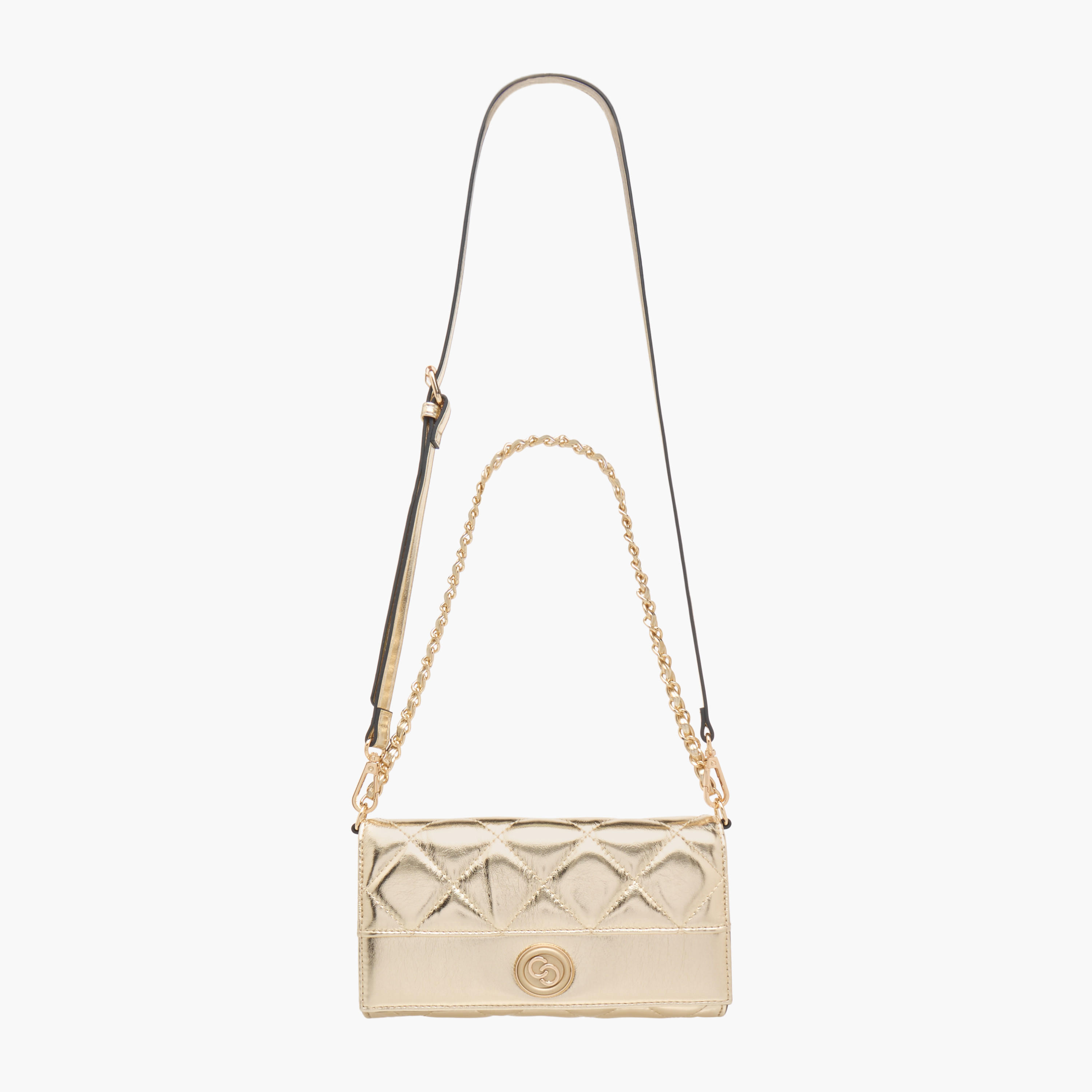Celeste Quilted Crossbody Bag with Flap Closure and Chain Strap-women-bagsandwallets-handbags-image-2