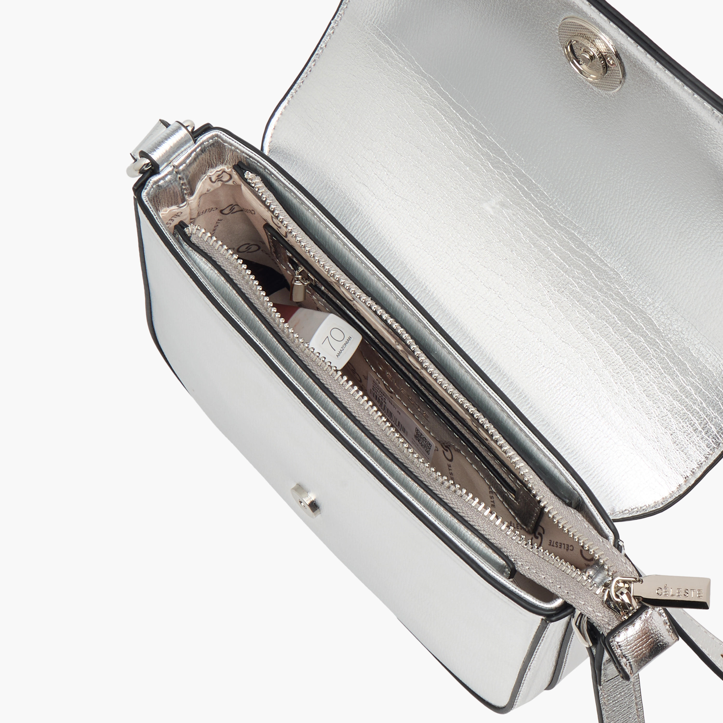 Celeste Metallic Crossbody Bag with Flap Closure and Adjustable Strap-women-bagsandwallets-handbags-image-8