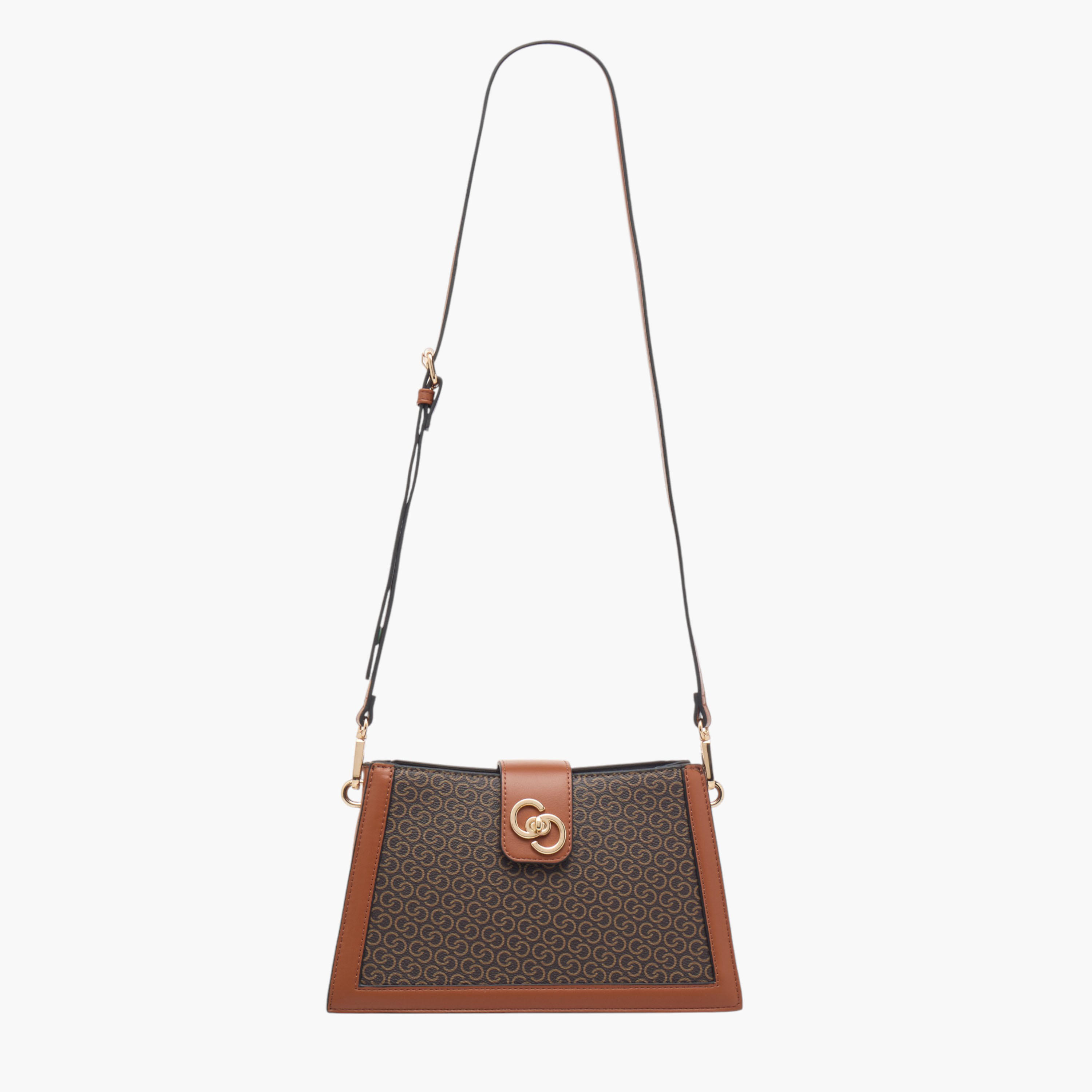 Celeste Monogram Print Shoulder Bag with Zip Closure and Chain Strap-women-bagsandwallets-handbags-image-3