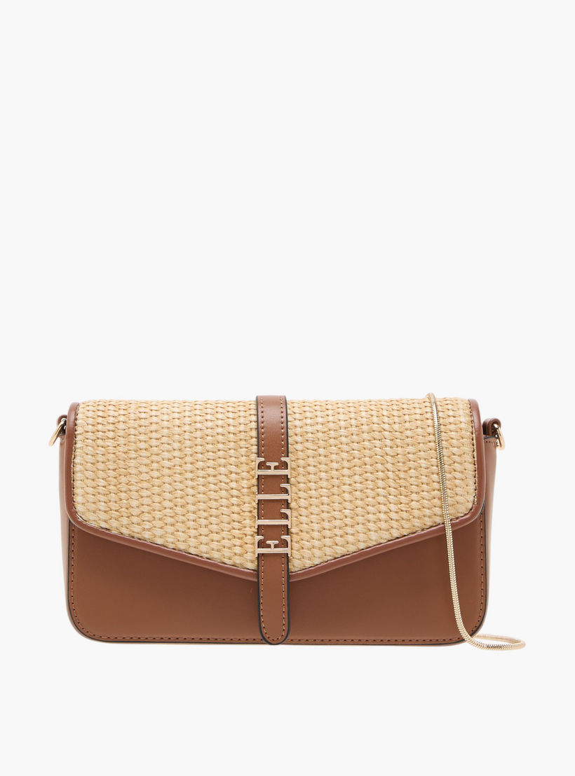 شنطة كروس بودي بارزة الملمس بحزام سلسلة وزر إغلاق من إيل-women-bagsandwallets-handbags-image-1