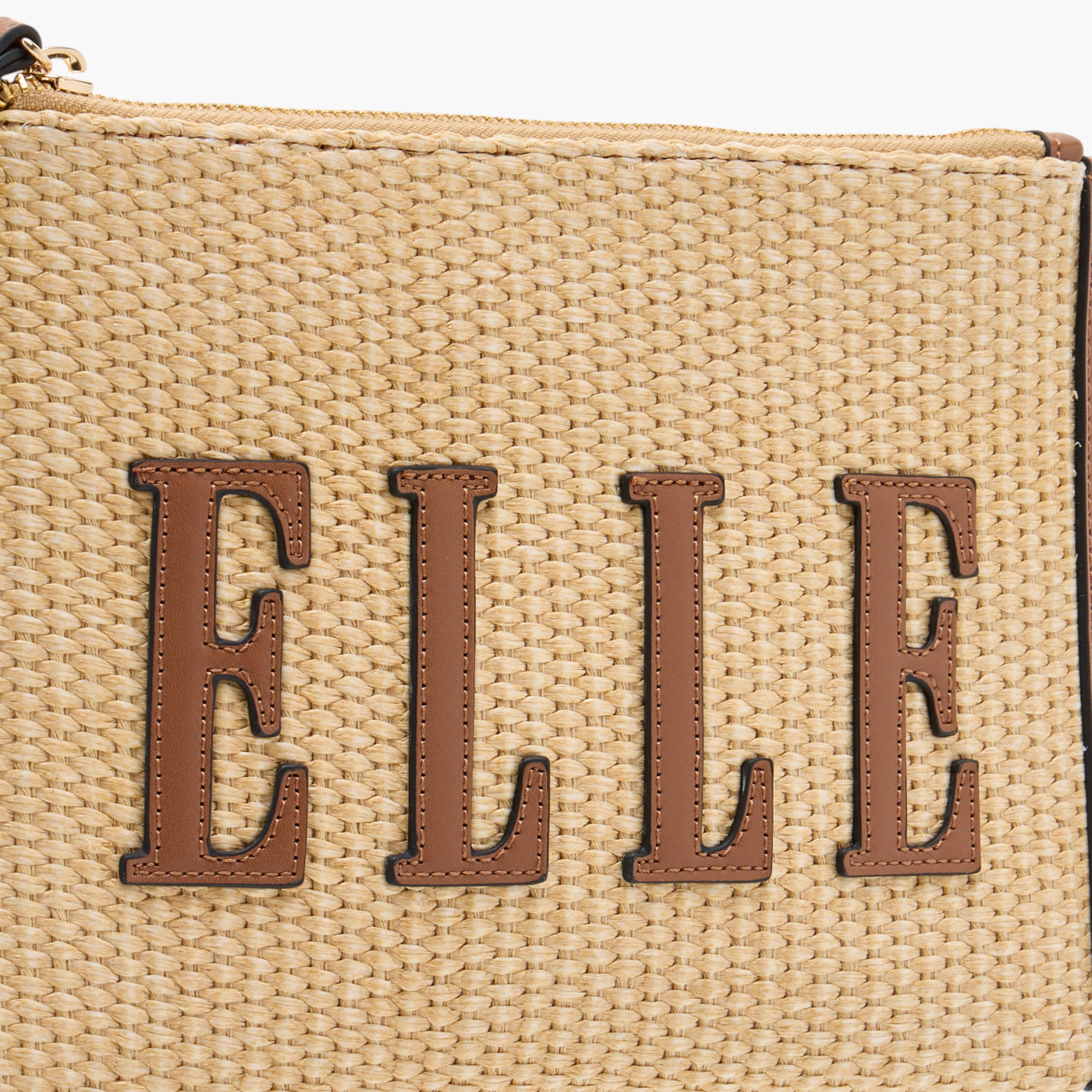 Elle Logo Detail Clutch with Zip Closure and Wrist Loop-women-bagsandwallets-handbags-image-4