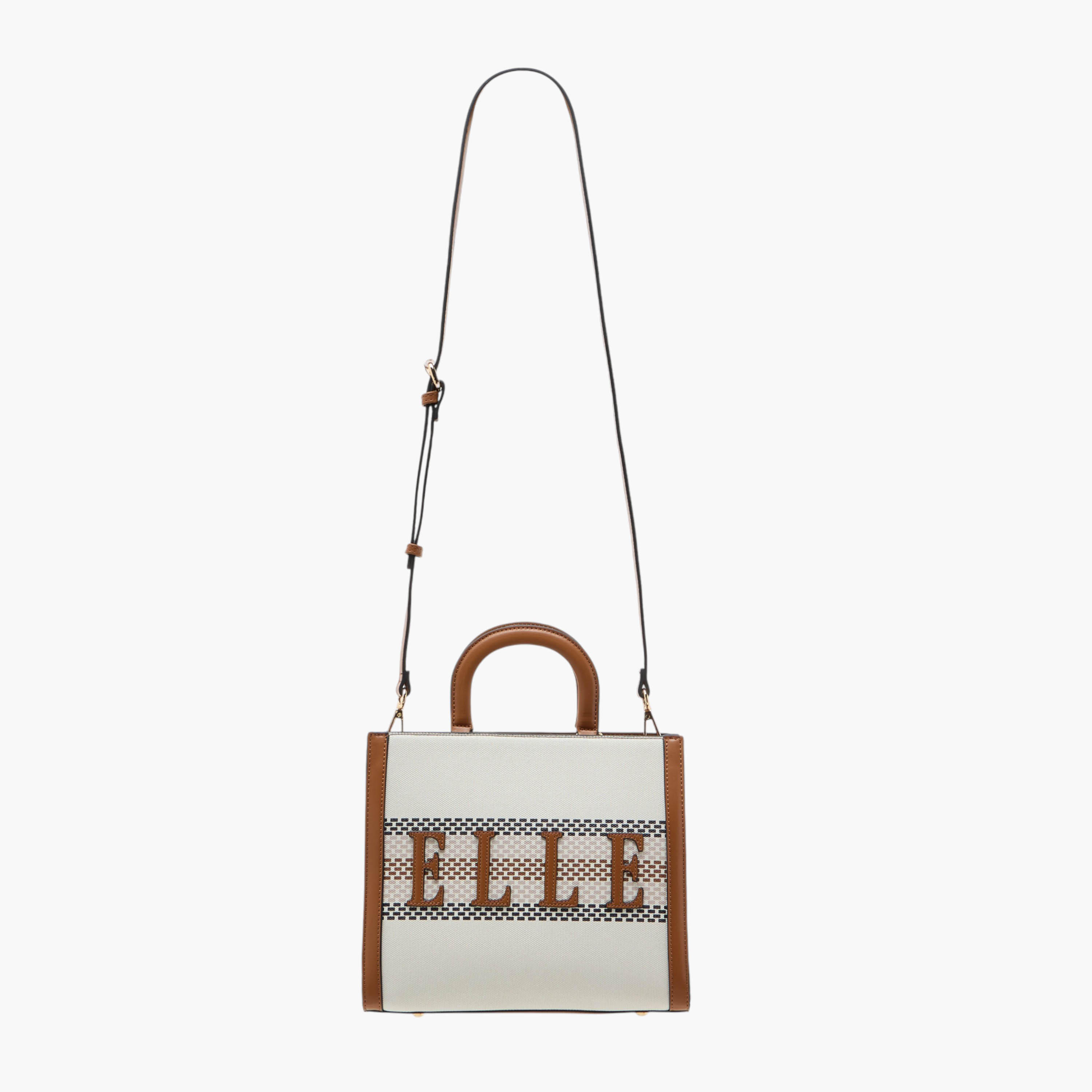 Elle Logo Detail Tote Bag with Double Handle and Zip Closure-women-bagsandwallets-handbags-image-3