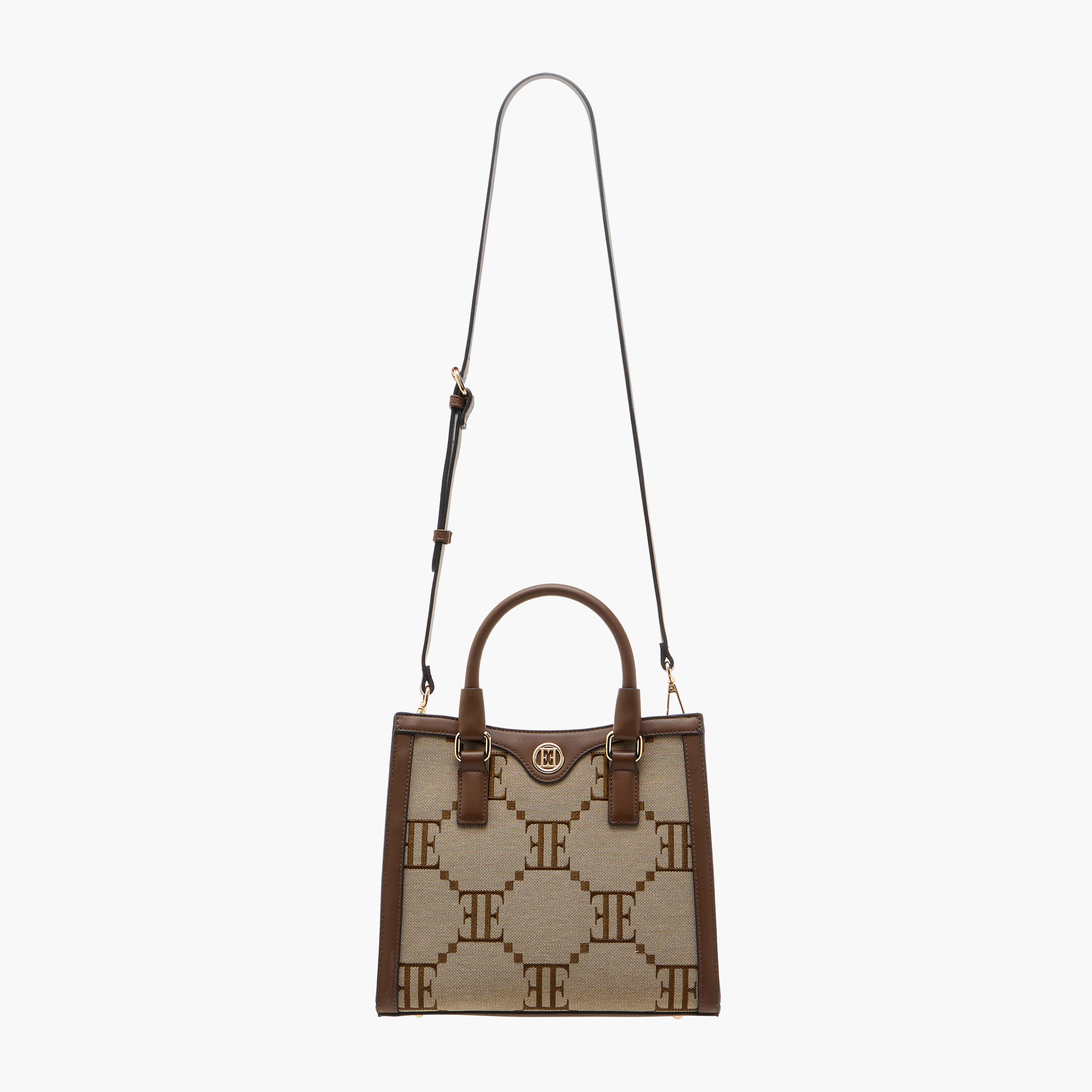 Elle Monogram Embroidered Tote Bag with Double Handles and Zip Closure-women-bagsandwallets-handbags-image-3