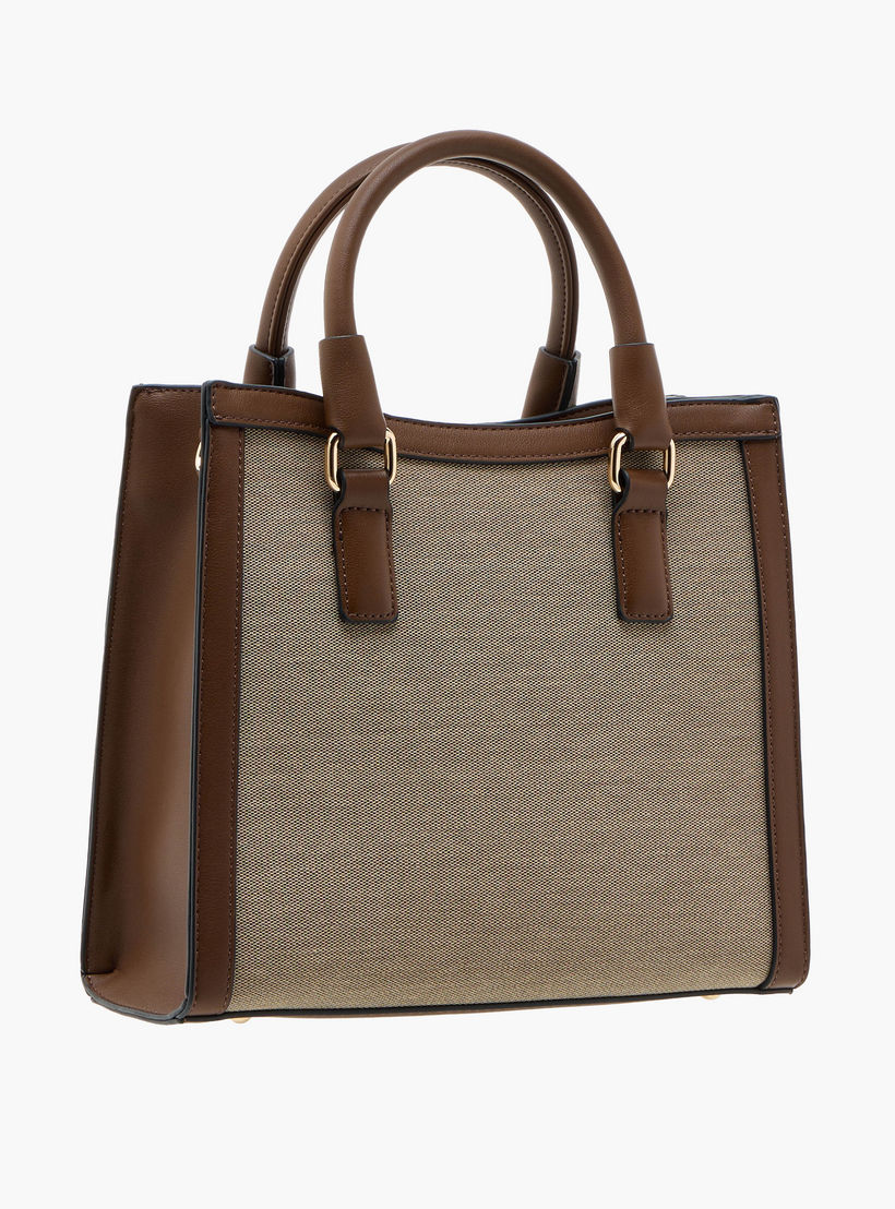 Elle Monogram Embroidered Tote Bag with Double Handles and Zip Closure-women-bagsandwallets-handbags-image-4