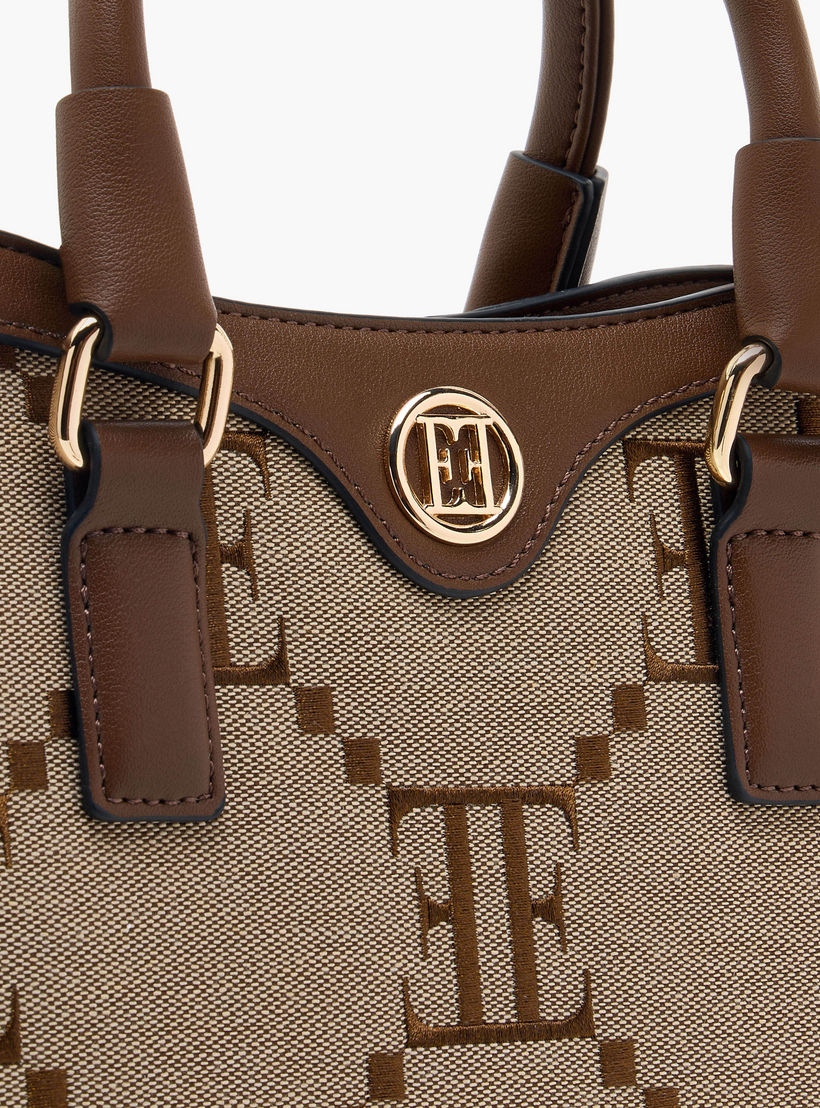 Elle Monogram Embroidered Tote Bag with Double Handles and Zip Closure-women-bagsandwallets-handbags-image-5