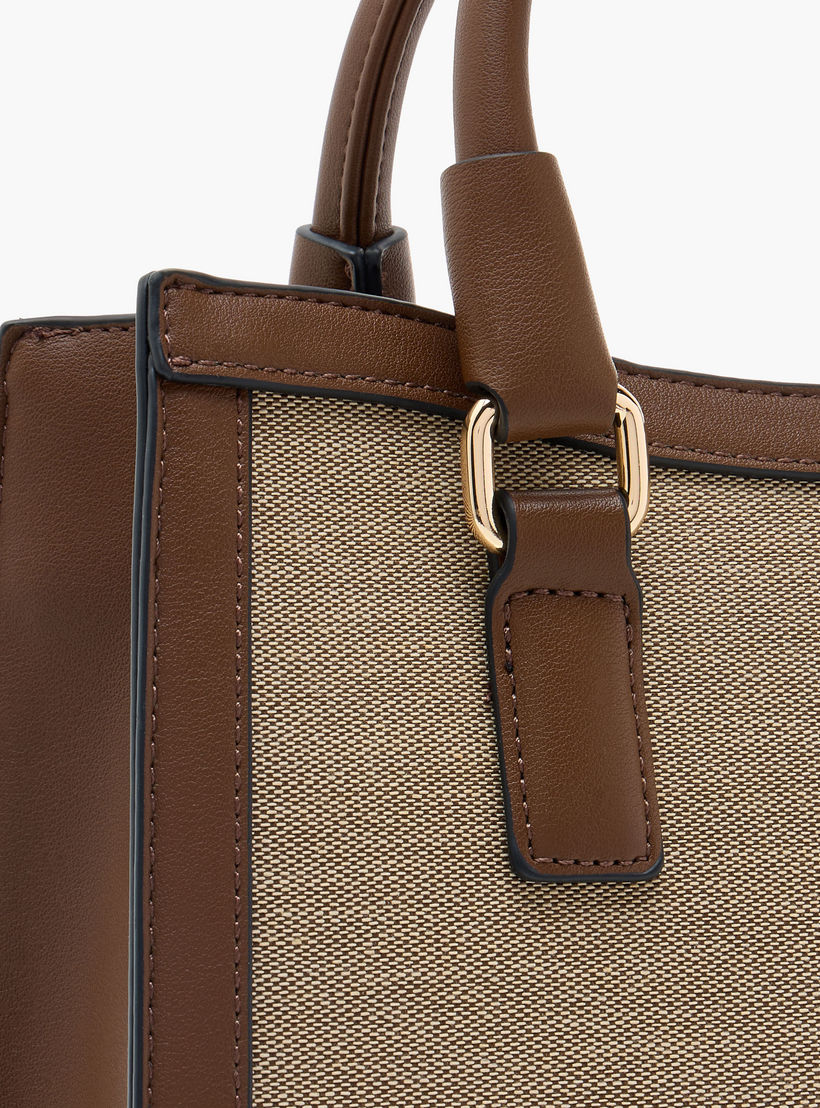 Elle Monogram Embroidered Tote Bag with Double Handles and Zip Closure-women-bagsandwallets-handbags-image-6
