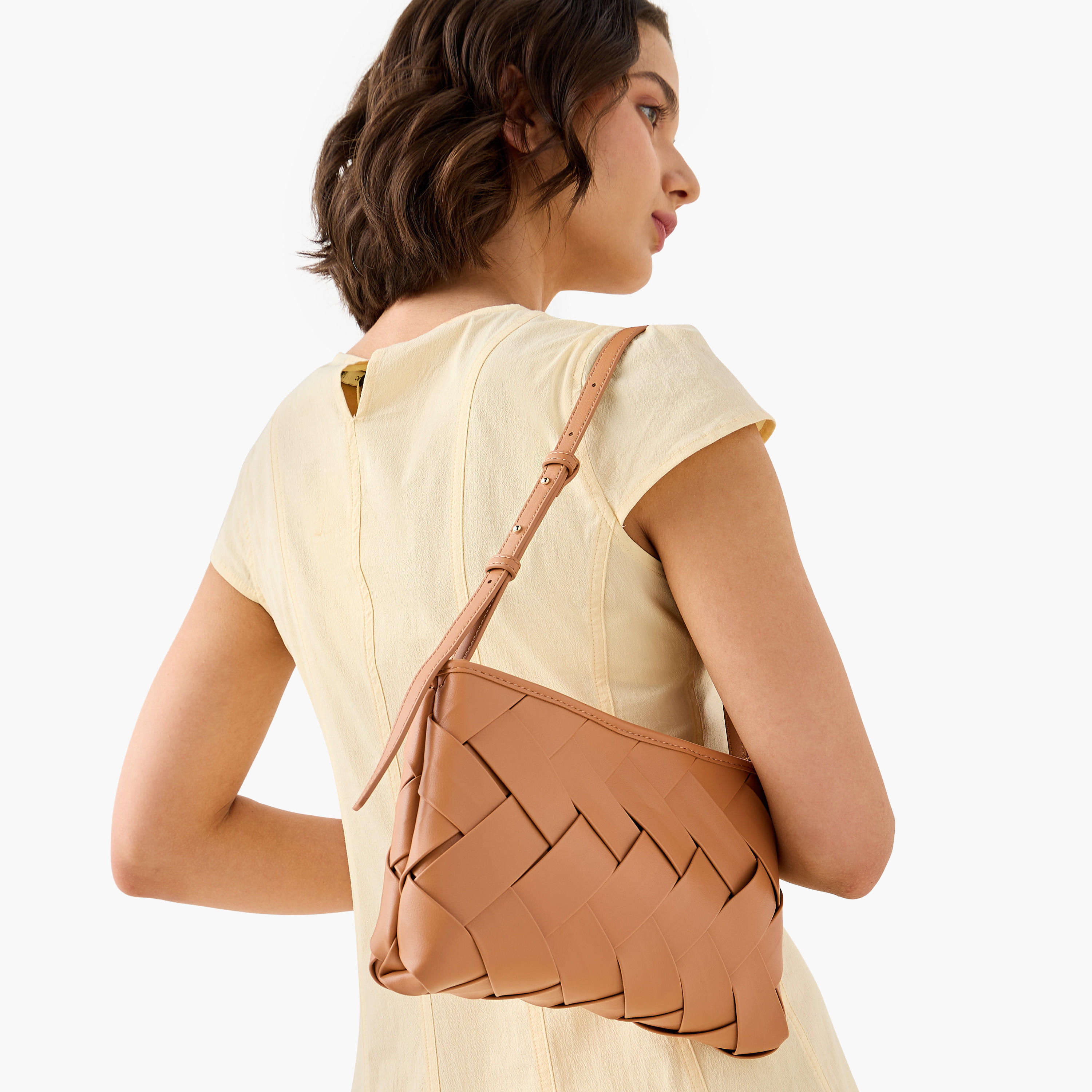 Sasha Textured Shoulder Bag with Zip Closure and Adjustable Strap-women-bagsandwallets-handbags-image-2