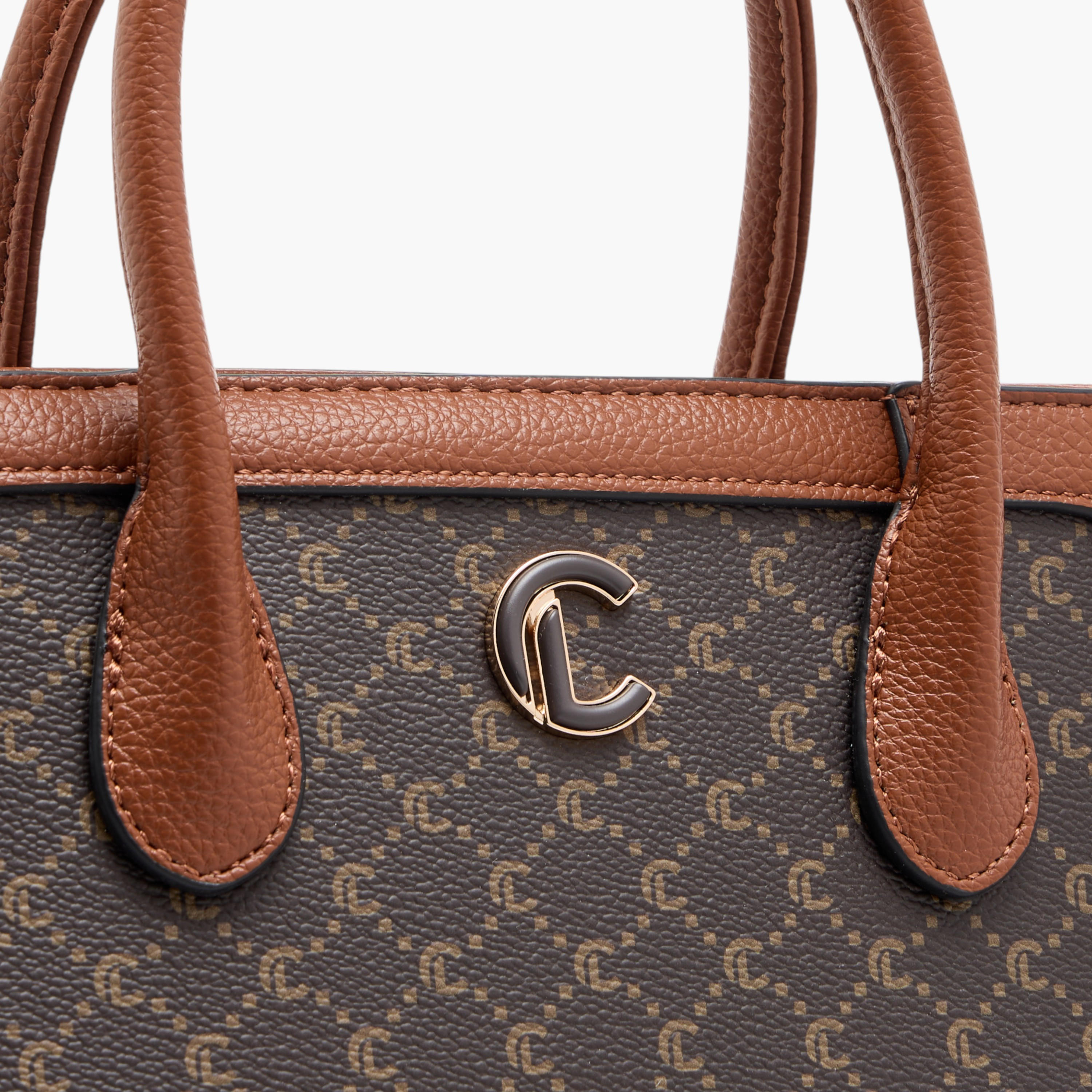 Le Confort Monogram Print Tote Bag with Detachable Strap and Zip Closure-women-bagsandwallets-handbags-image-4