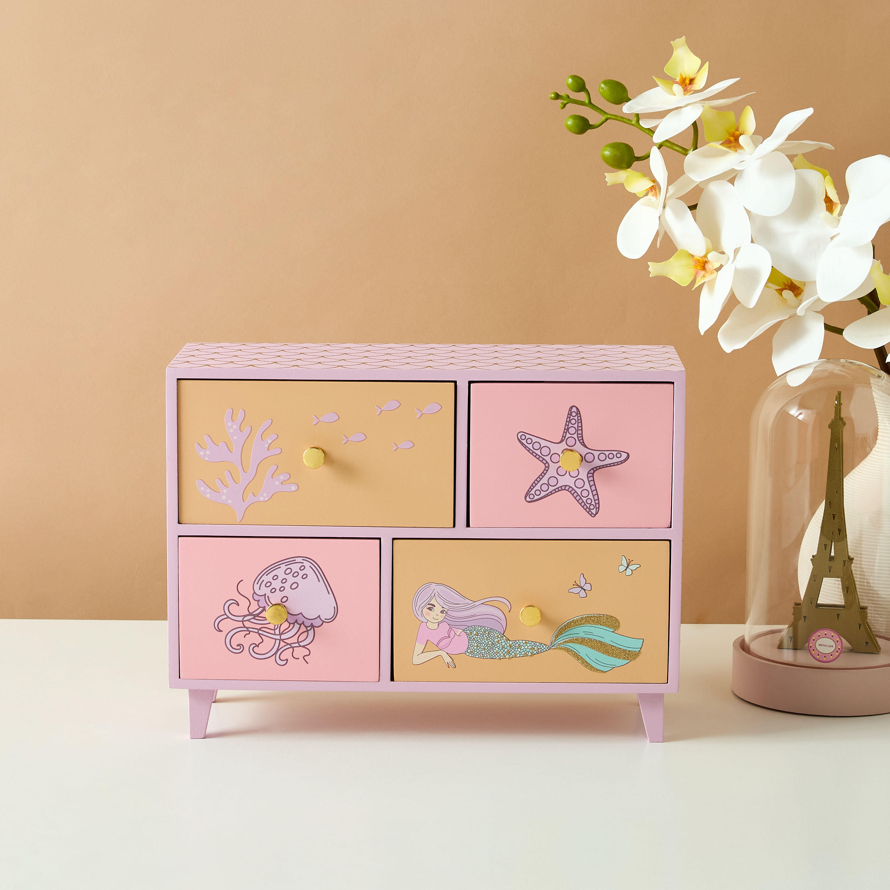 Mermaid 4-Compartment Jewellery Box - 28x10x21 cms-women-watchesandjewellery-jewellery-storage-image-1