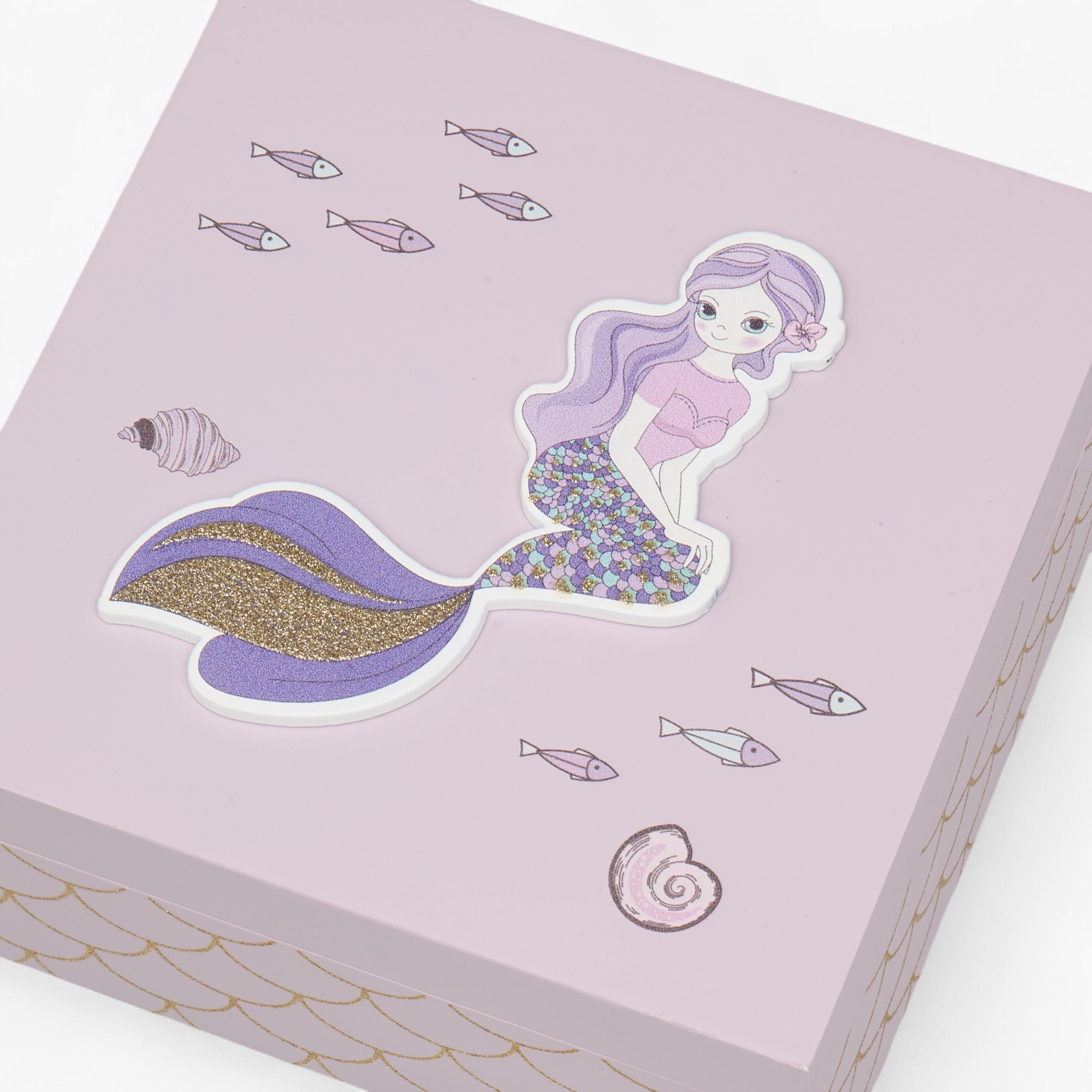 Mermaid Glitter Embellished Jewellery Box - 15x15x7 cms-women-watchesandjewellery-jewellery-storage-image-4