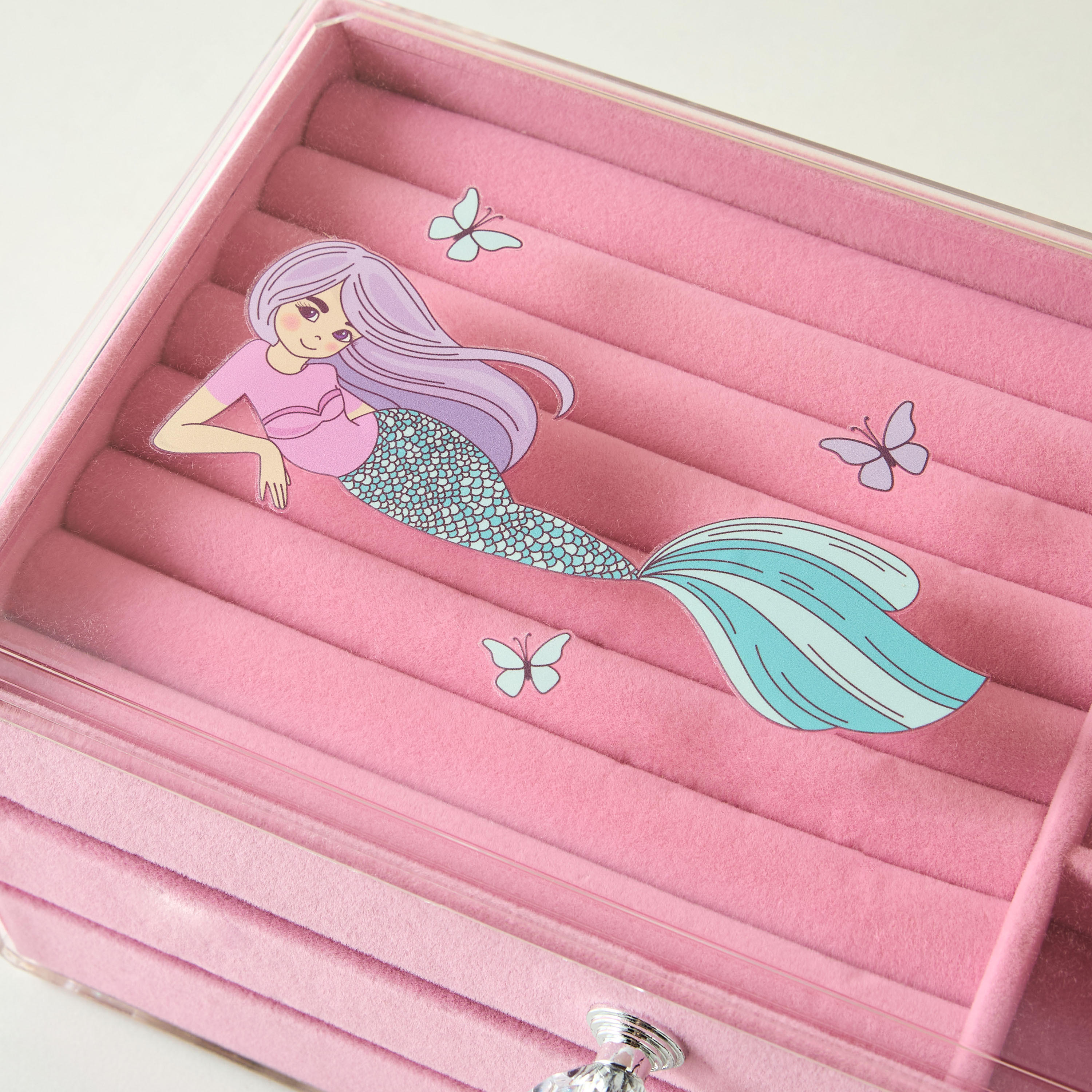 منظم مجوهرات بثلاثة أقسام وتصميم حورية البحر - 24x14x11 سم-women-watchesandjewellery-jewellery-storage-image-4