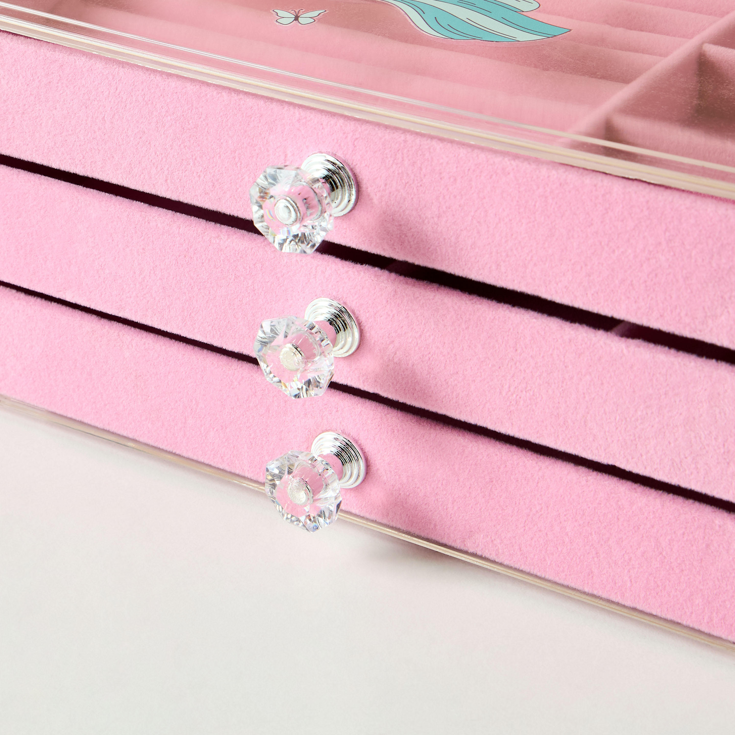 منظم مجوهرات بثلاثة أقسام وتصميم حورية البحر - 24x14x11 سم-women-watchesandjewellery-jewellery-storage-image-5
