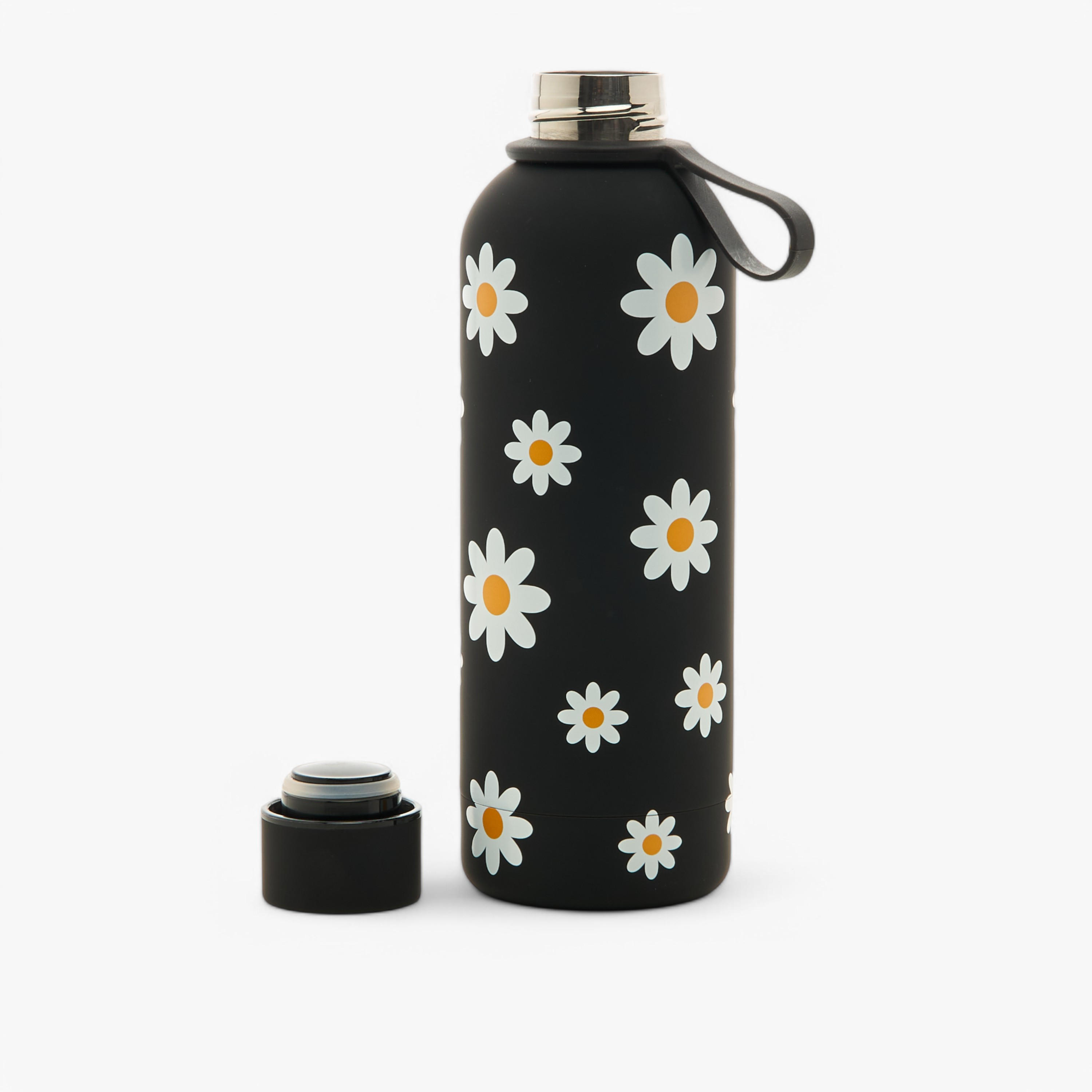 Floral Print Water Bottle with Screw Lid and Handle - 500 ml-school-waterbottles-image-2