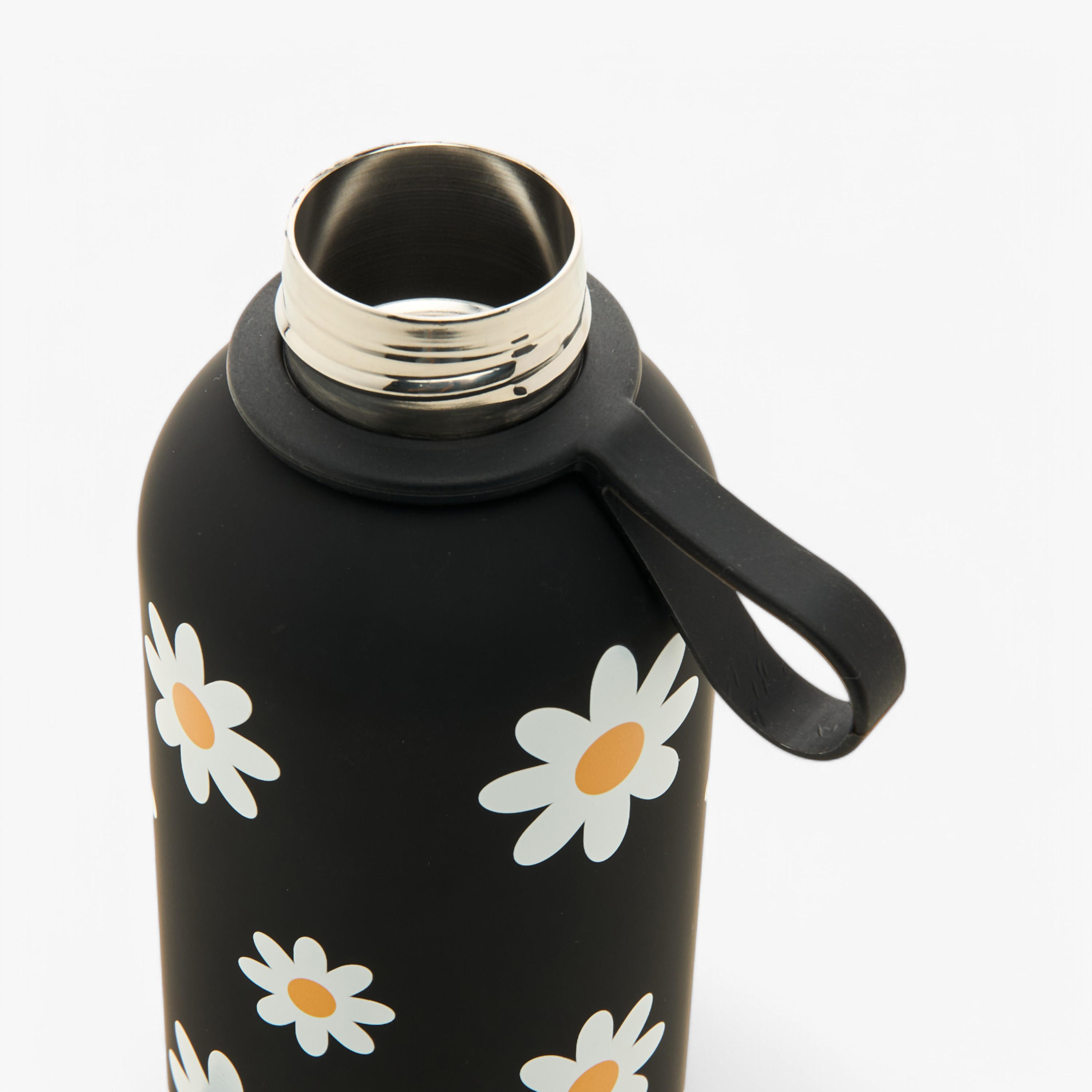 Floral Print Water Bottle with Screw Lid and Handle - 500 ml-school-waterbottles-image-5