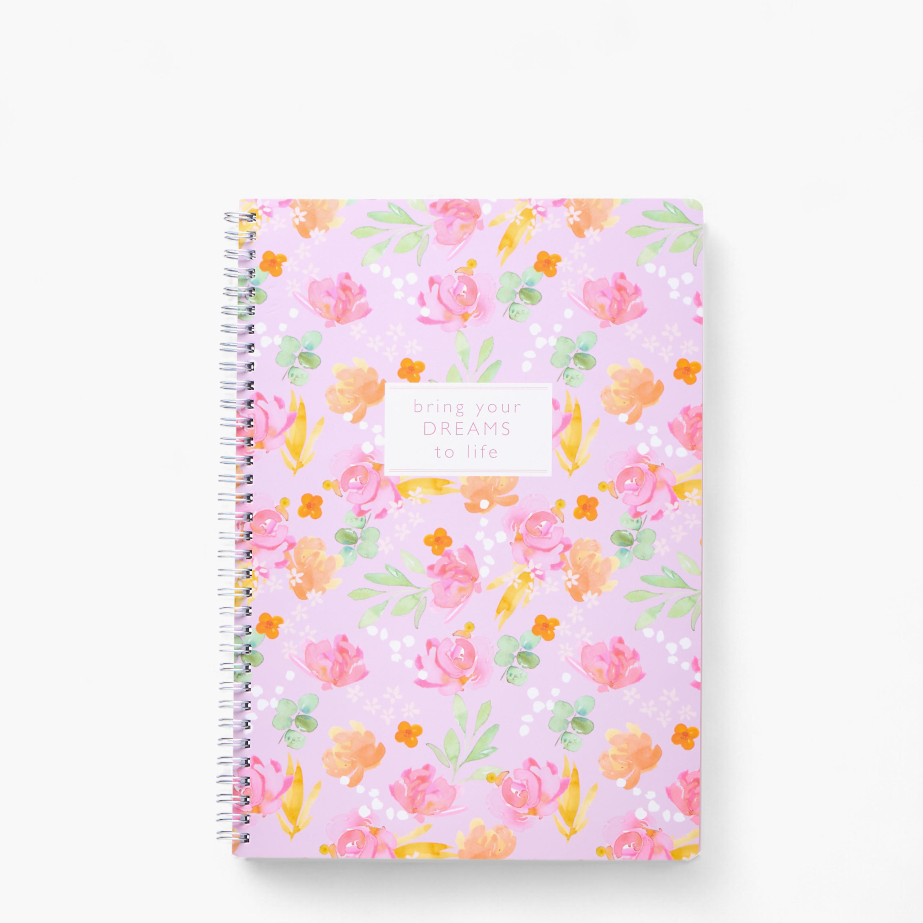 Floral Print 60-Sheet Ruled Sprial A4 Notebook-school-stationery-notebooks-image-1