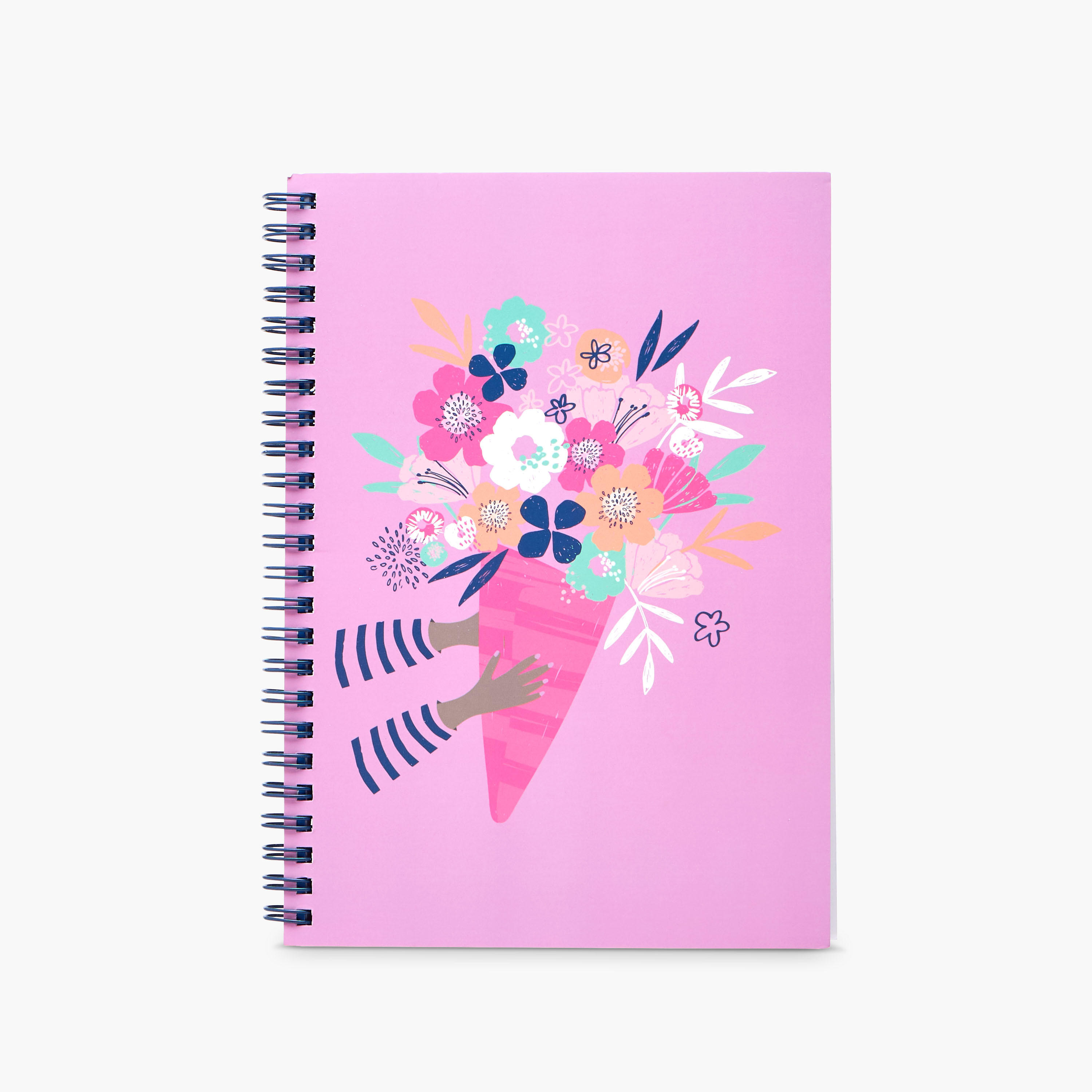 Floral Print A5 Ruled Spiral Notebook-school-stationery-notebooks-image-1