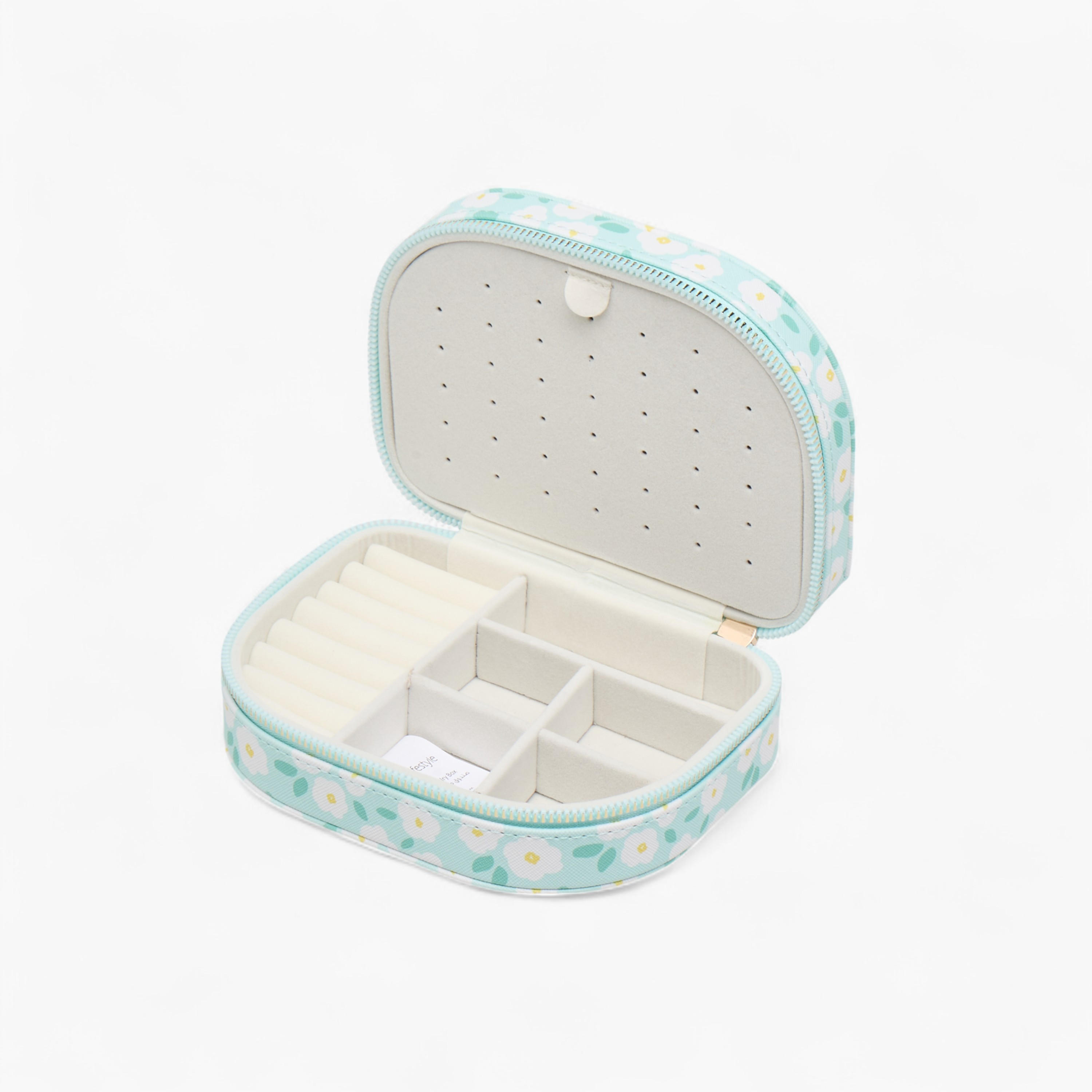 Floral Print Jewellery Box with Zip Closure - 17x6x13 cms-women-watchesandjewellery-jewellery-storage-image-4