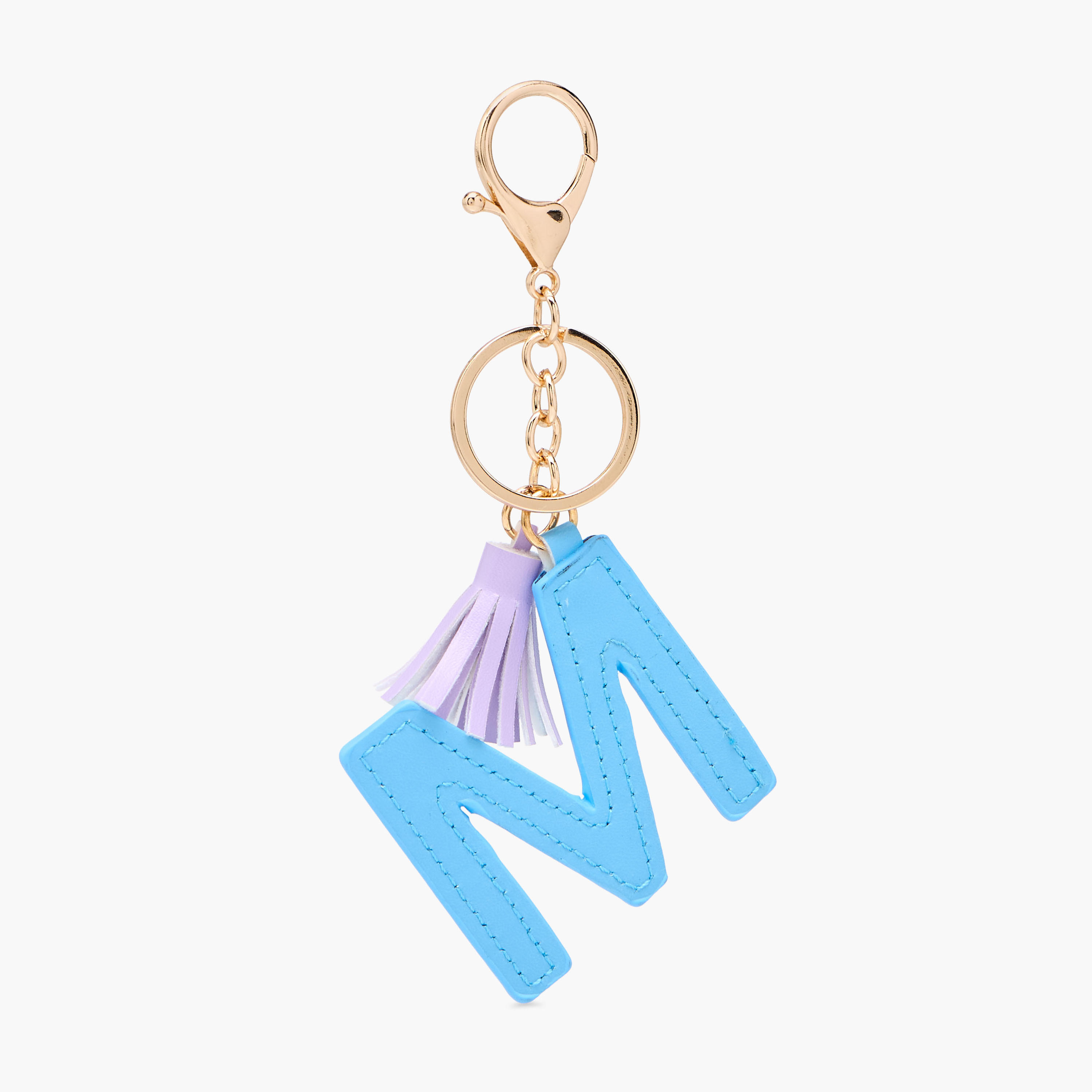 Initial "M" Accent Keychain with Lobster Hook and Tassel Charm-girls-accessories-keyringsandbagcharms-image-1