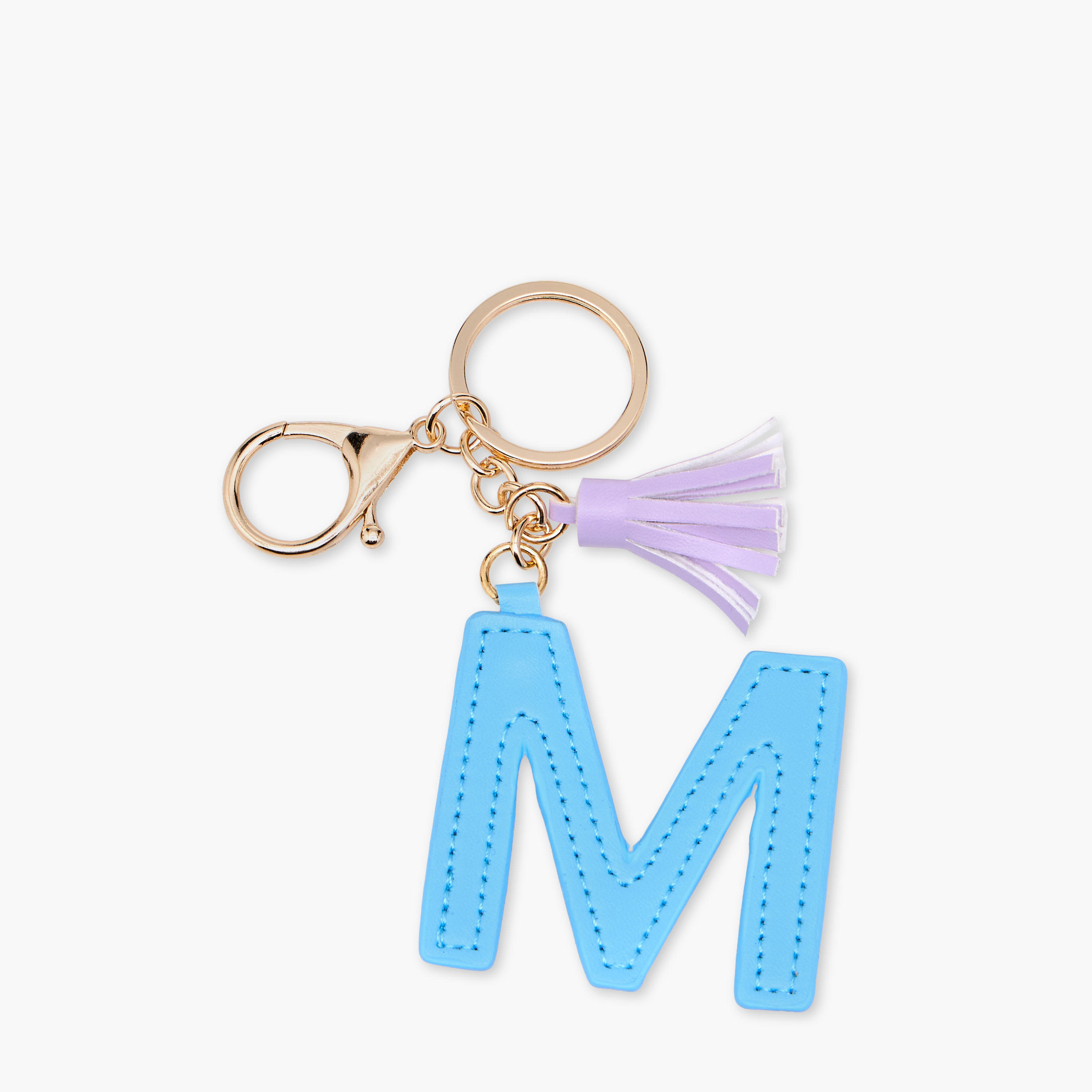 Initial "M" Accent Keychain with Lobster Hook and Tassel Charm-girls-accessories-keyringsandbagcharms-image-2