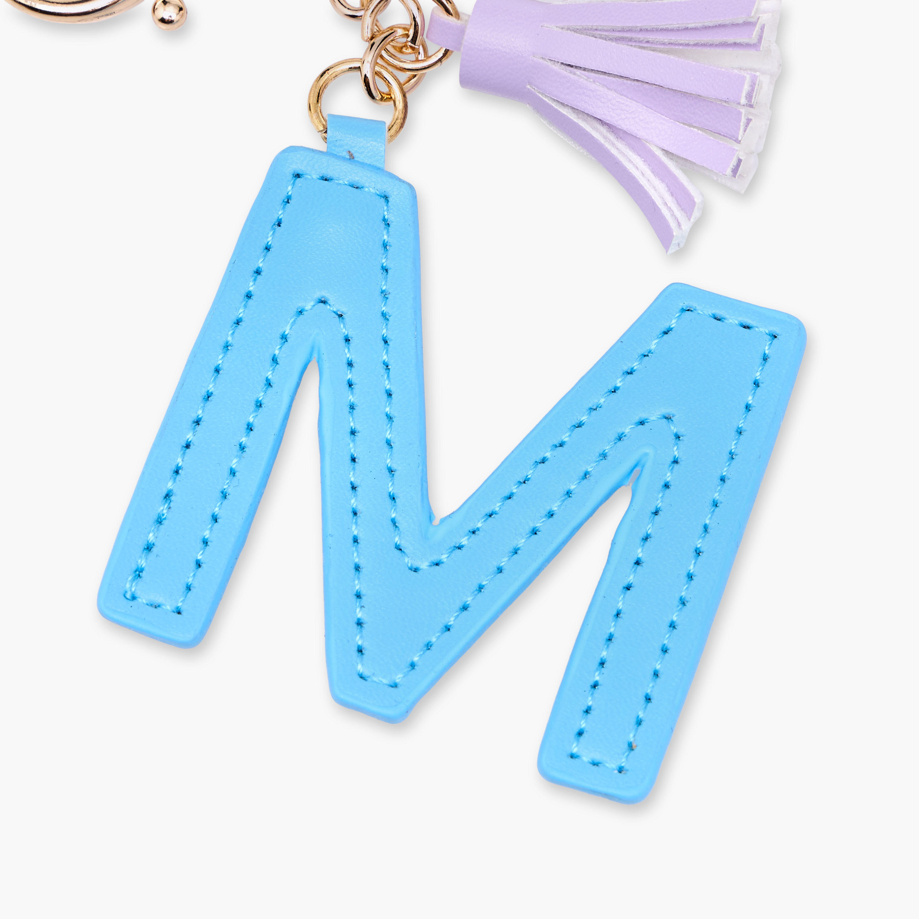 Initial "M" Accent Keychain with Lobster Hook and Tassel Charm-girls-accessories-keyringsandbagcharms-image-3