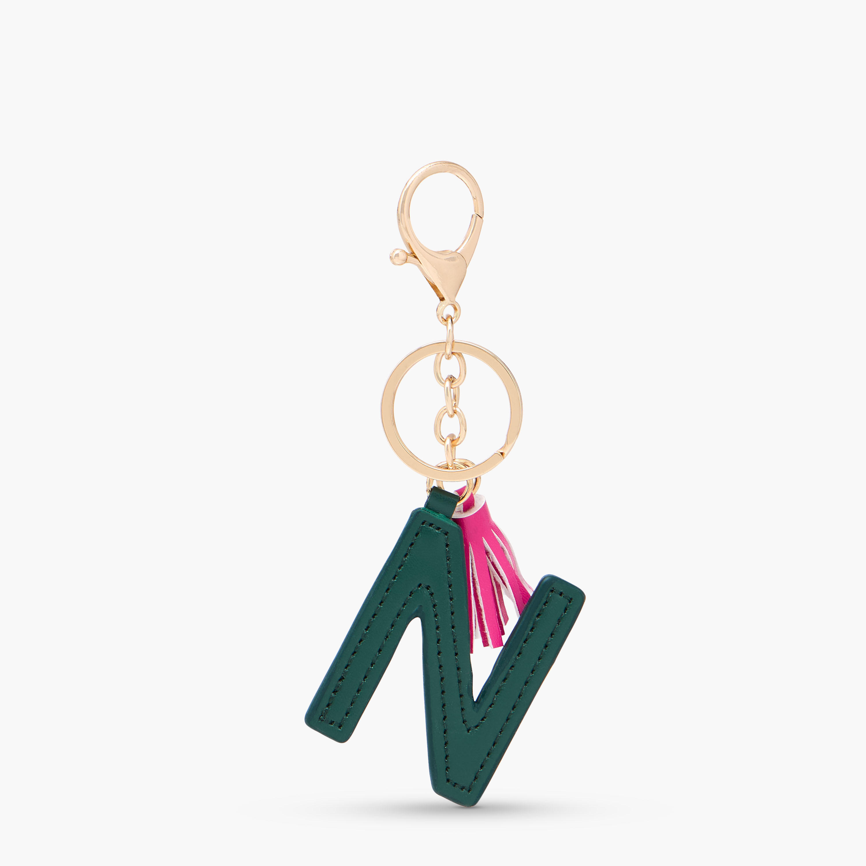 سلسلة مفاتيح حرف N وخطاف إغلاق ودلايّة شرابات من إنيشل-girls-accessories-keyringsandbagcharms-image-1