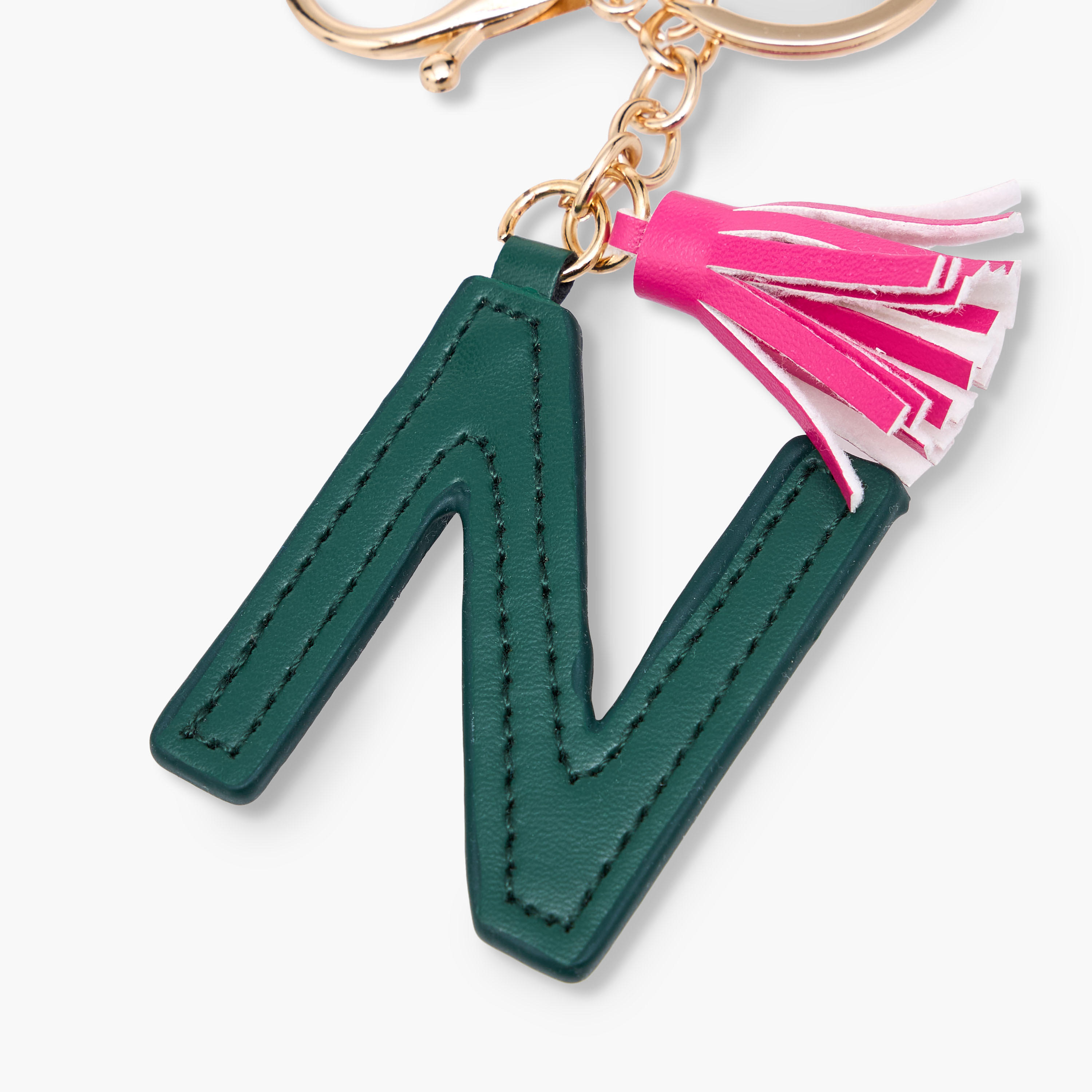 سلسلة مفاتيح حرف N وخطاف إغلاق ودلايّة شرابات من إنيشل-girls-accessories-keyringsandbagcharms-image-3