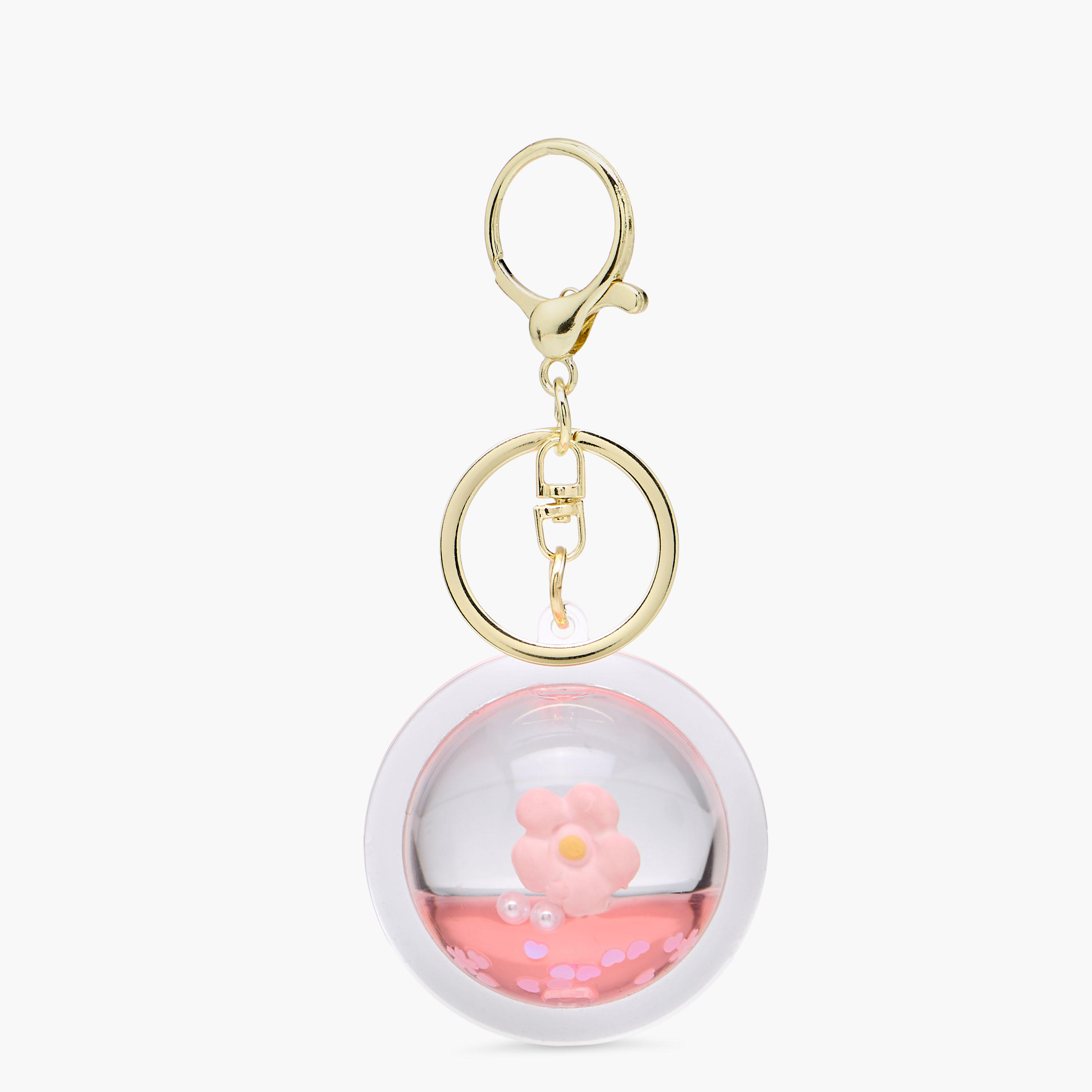 Floral Liquid Keyring with Lobster Hook-girls-accessories-keyringsandbagcharms-image-1