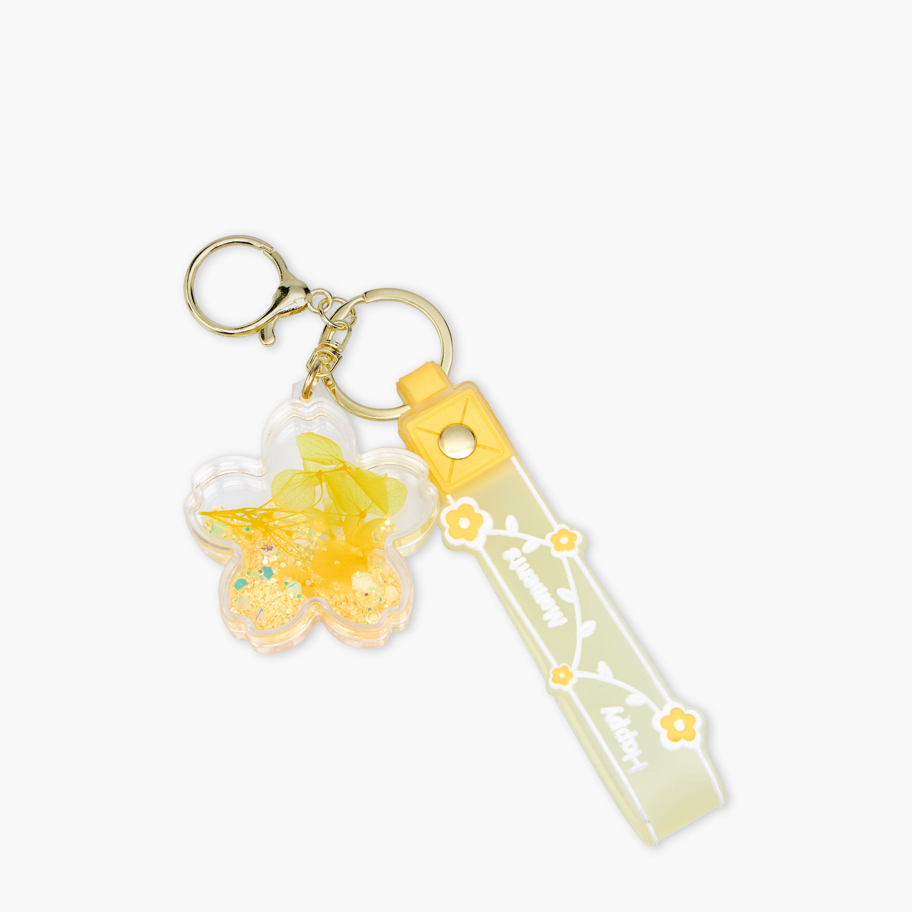 Floral Textured Keychain with Strap and Lobster Hook-girls-accessories-keyringsandbagcharms-image-2