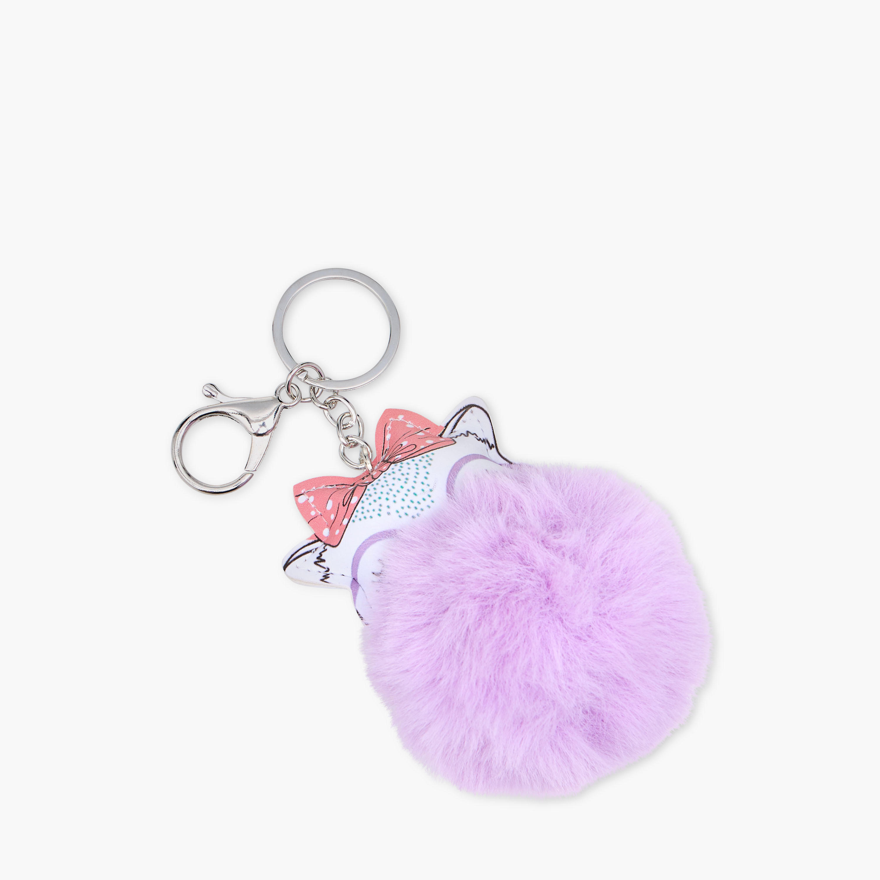 Cat Charm Keyring with Pom Pom and Lobster Hook-girls-accessories-keyringsandbagcharms-image-2