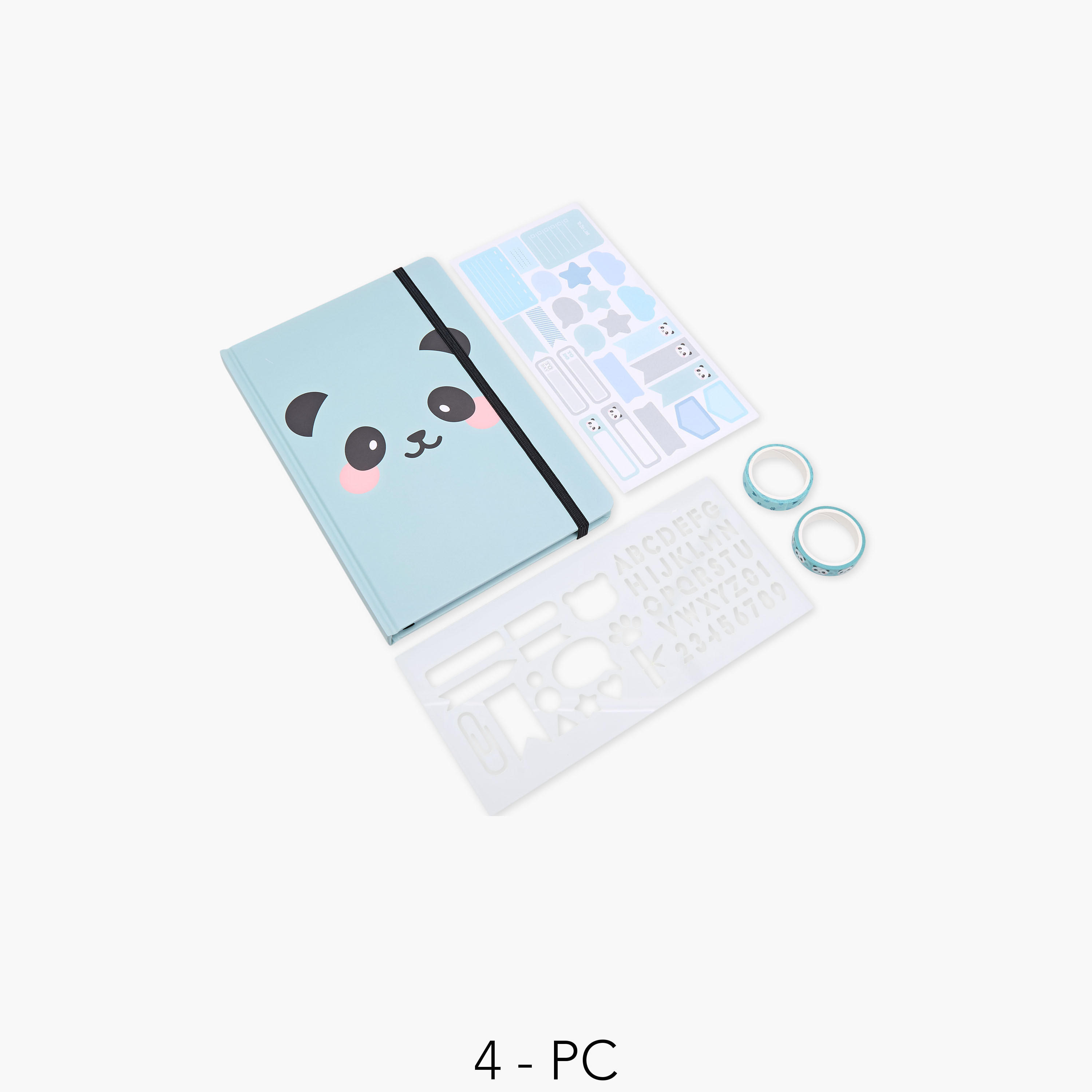 طقم قرطاسية 4 قطع متنوعة بطبعات باندا-school-stationery-sets-image-1