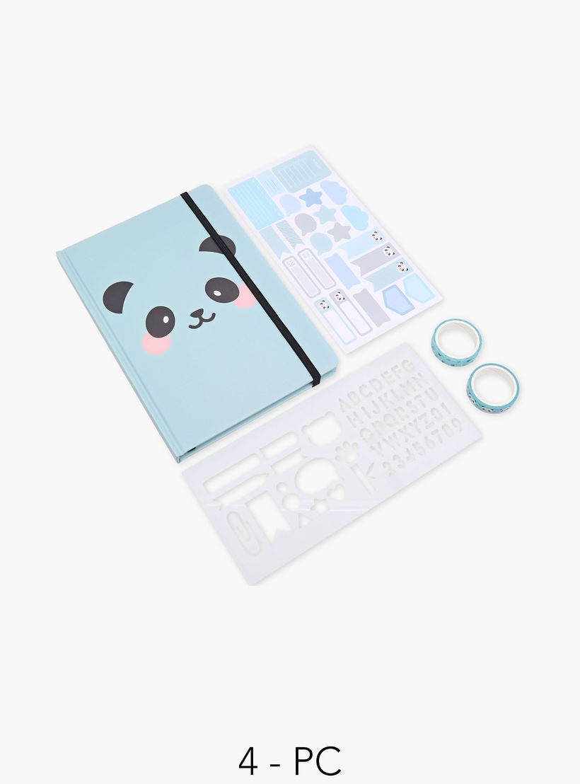 طقم قرطاسية 4 قطع متنوعة بطبعات باندا-school-stationery-sets-image-1