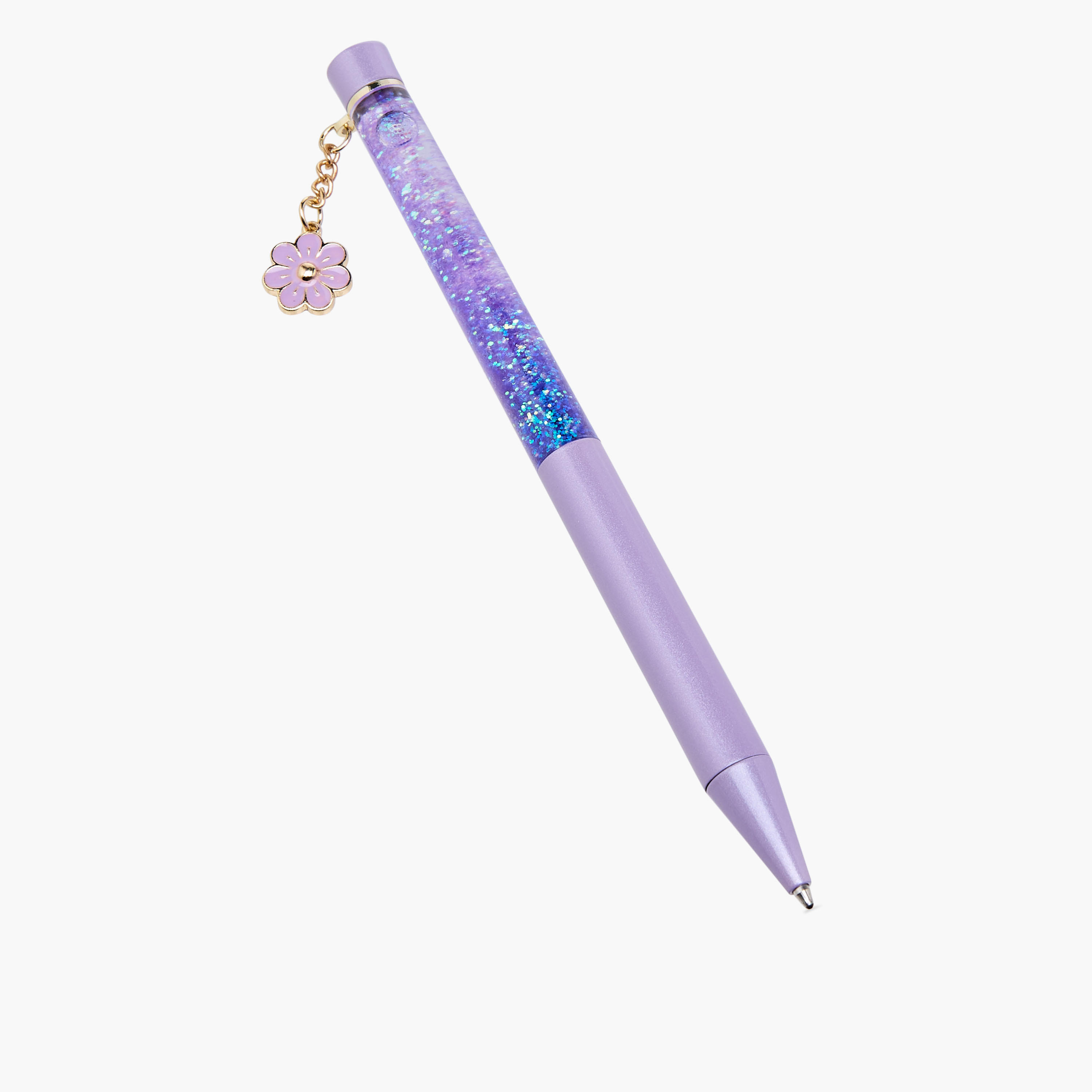 Glitter Detail Pen with Floral Charm-school-stationery-pensandpencils-image-1