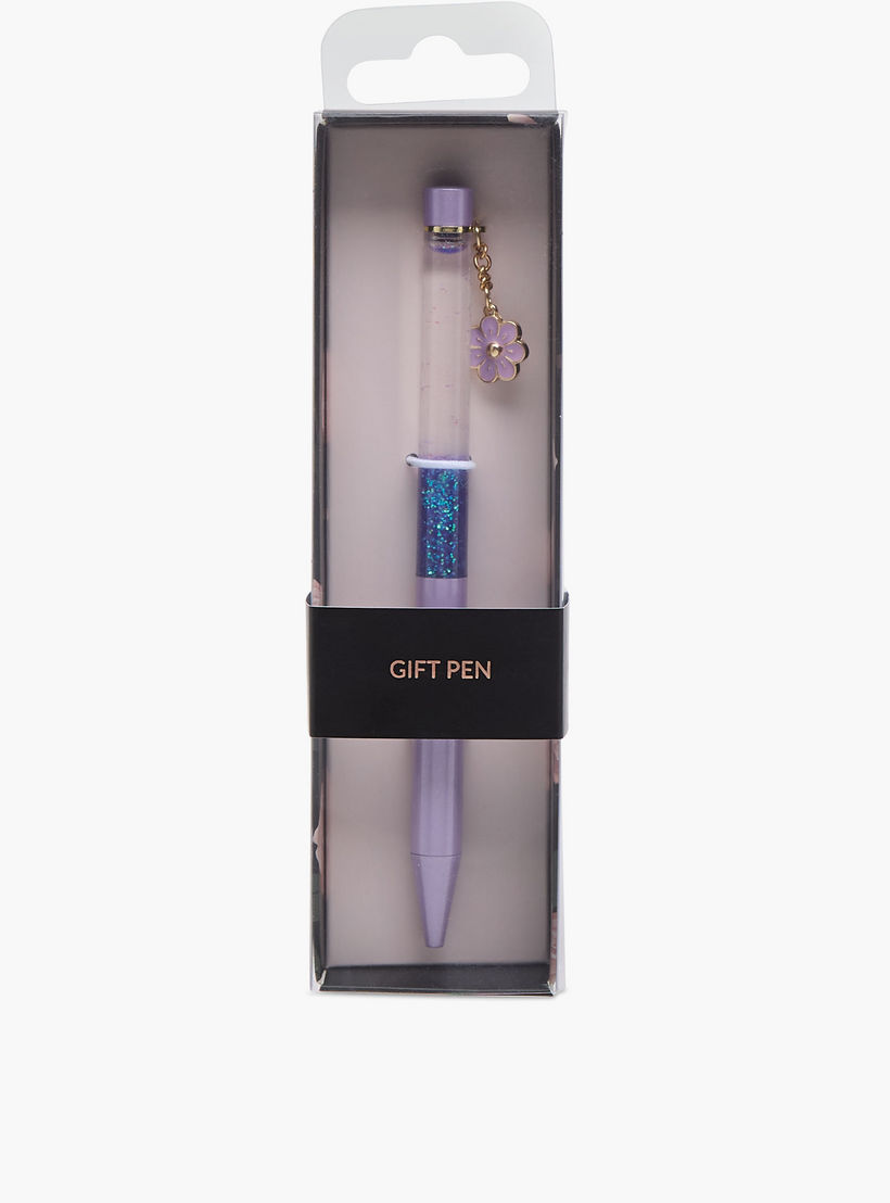 Glitter Detail Pen with Floral Charm-school-stationery-pensandpencils-image-4