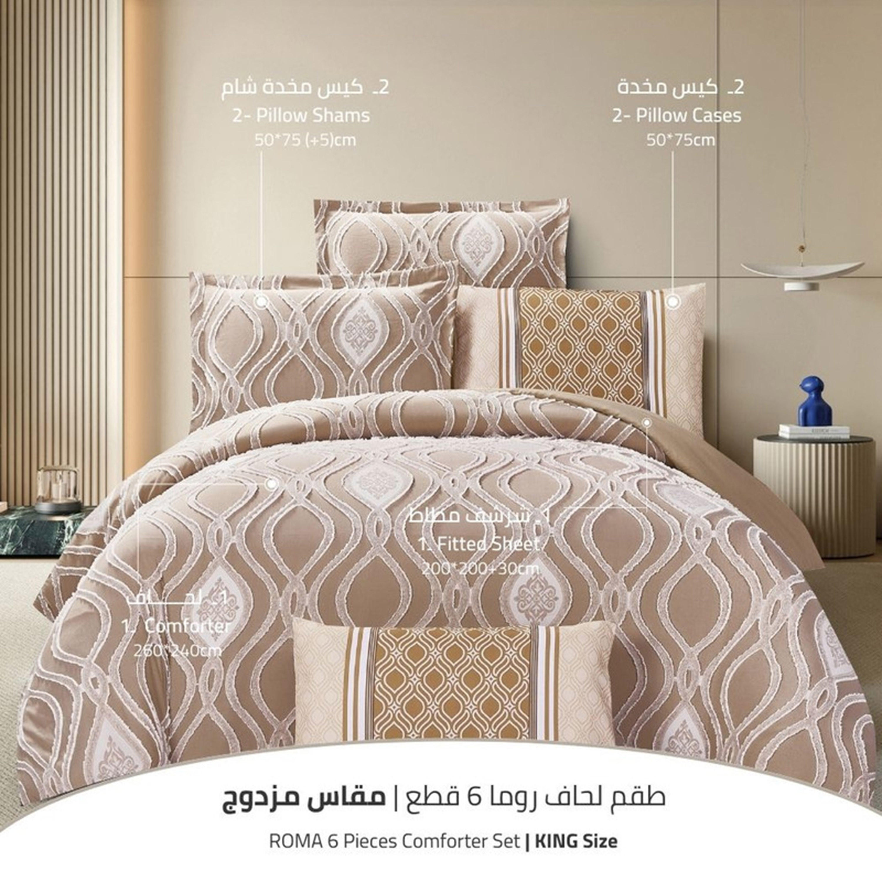 Unique Home 6-Piece Jacquard King Comforter Set - 260x240 cms-household-bedding-comfortersandbedspreads-comforters-image-3