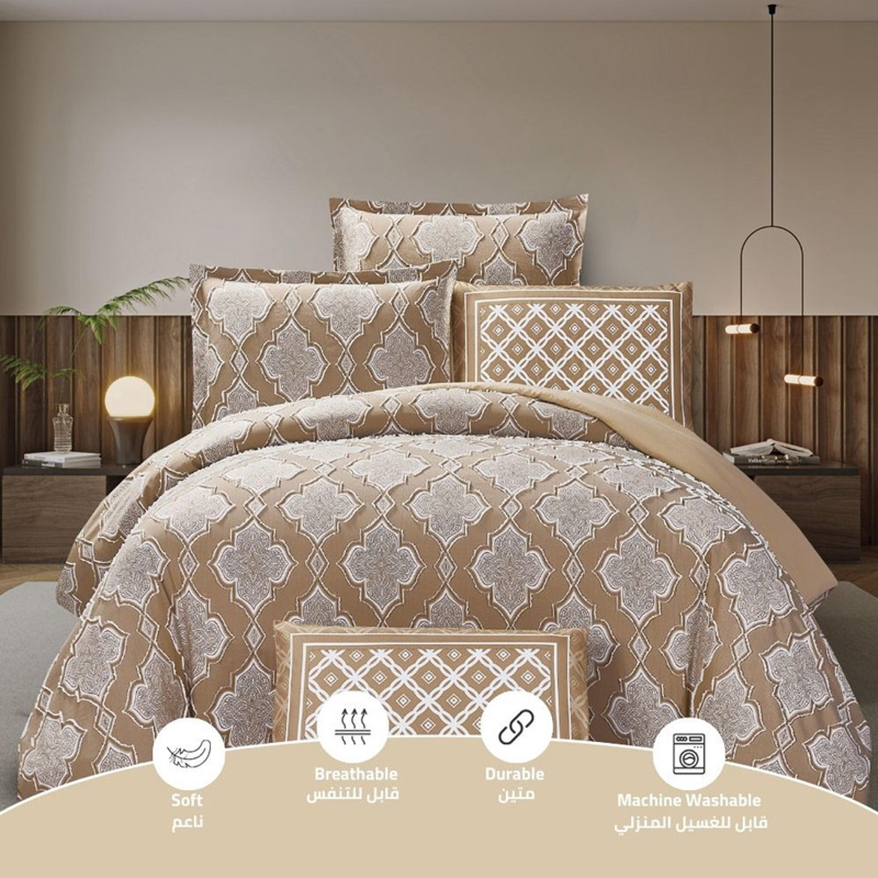طقم لحاف جاكار كينج 6 قطع من يونيك هوم - 260x240 سم-household-bedding-comfortersandbedspreads-comforters-image-9